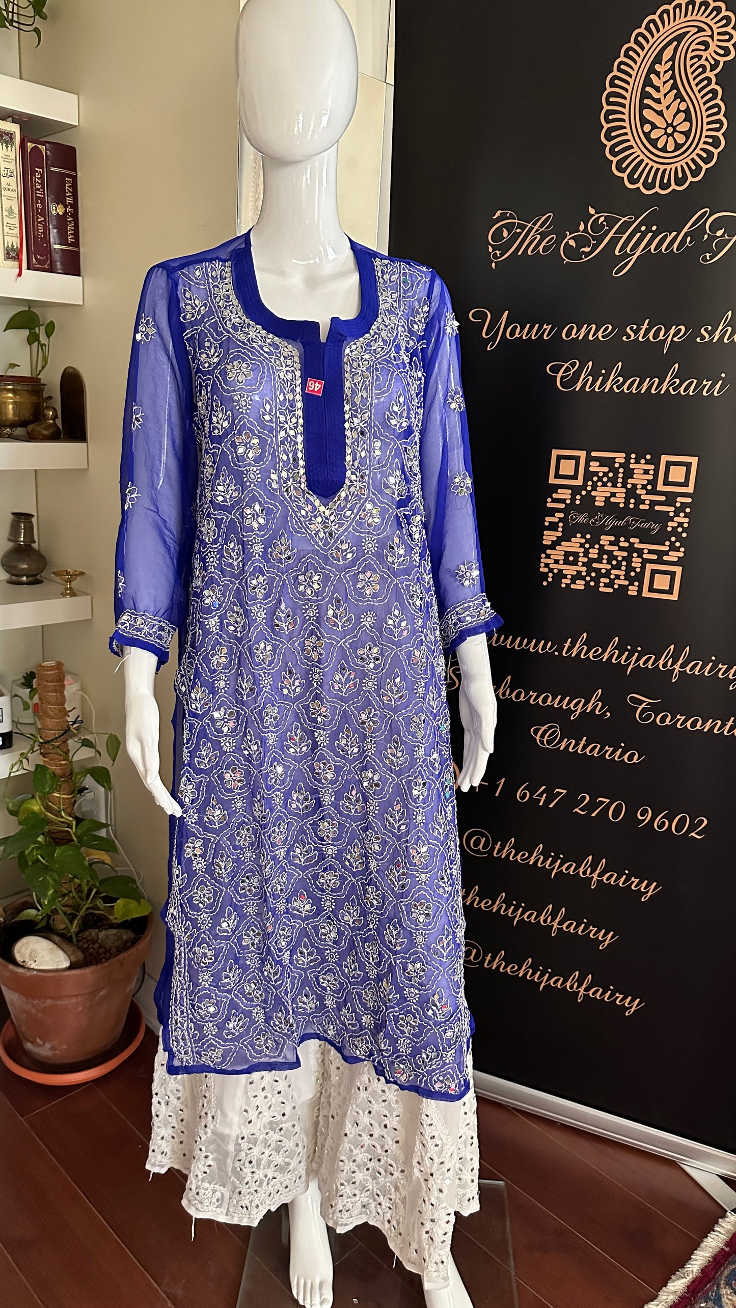 Navy Blue - Georgette Mirror Kurta