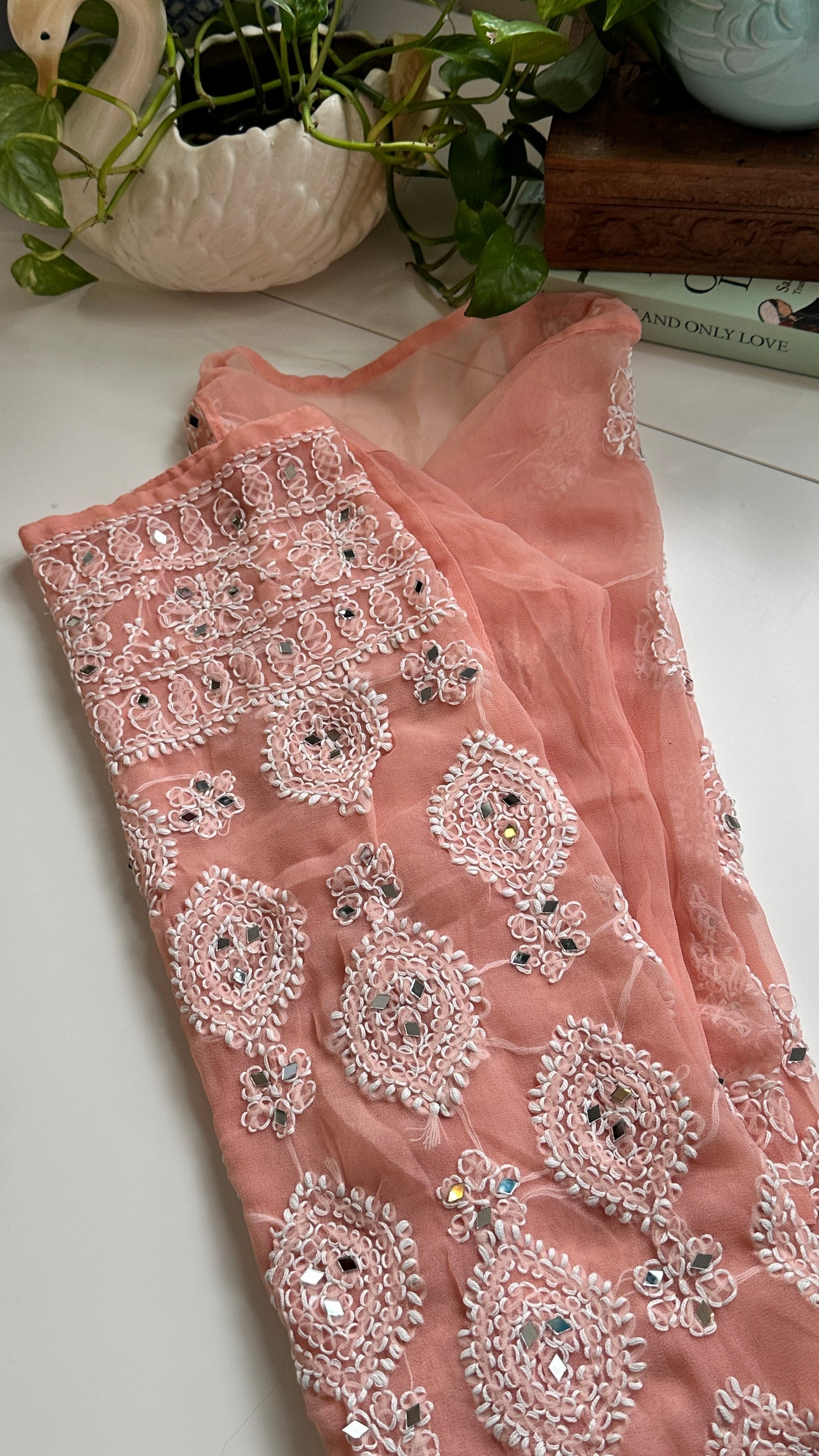 Peach - Georgette Mirror Kurta