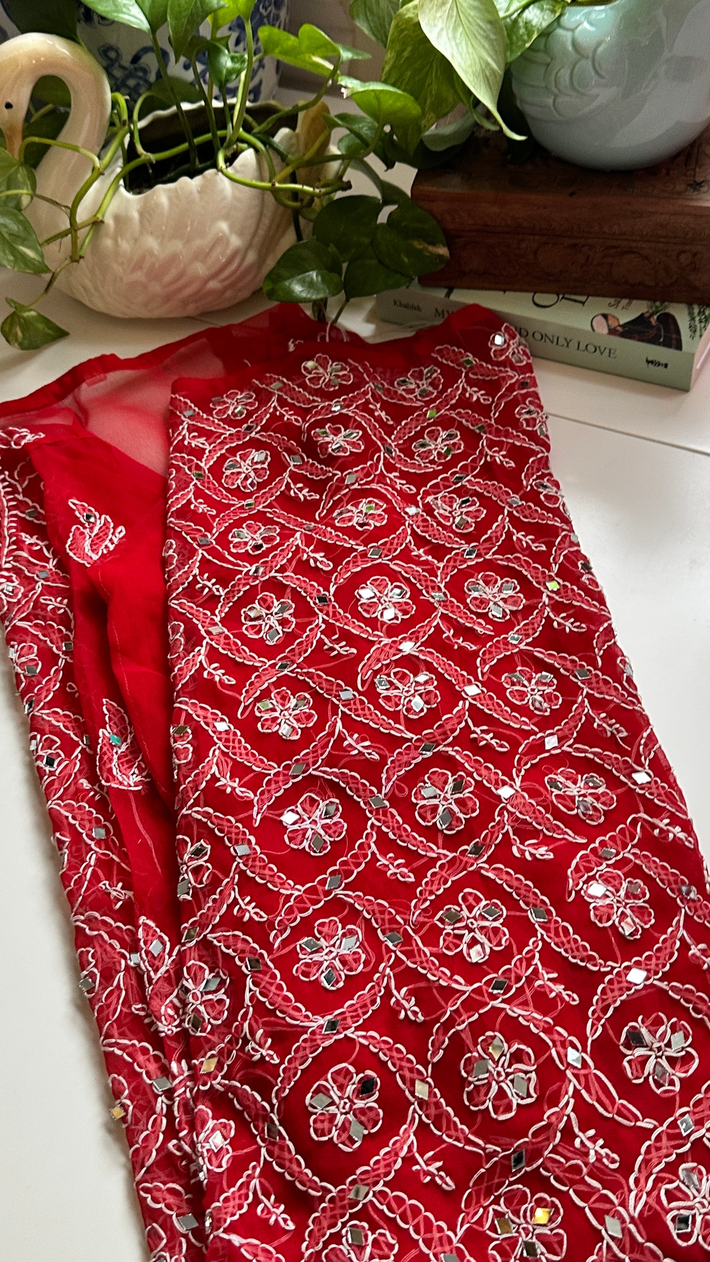 Red - Georgette Mirror Kurta