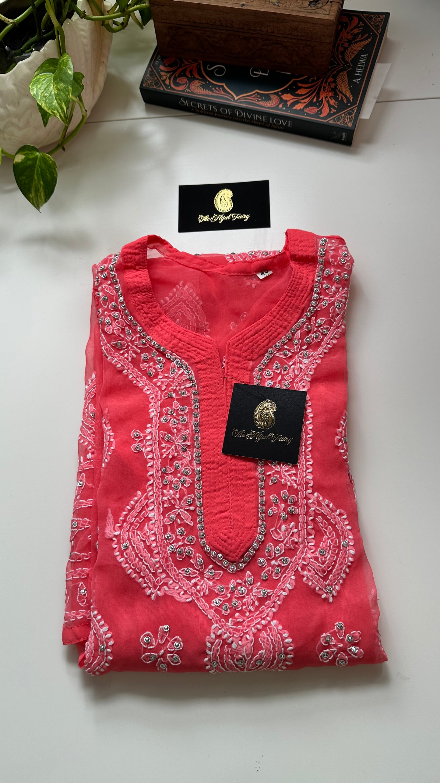 Georgette Stone Kurta- Gajari colour 1