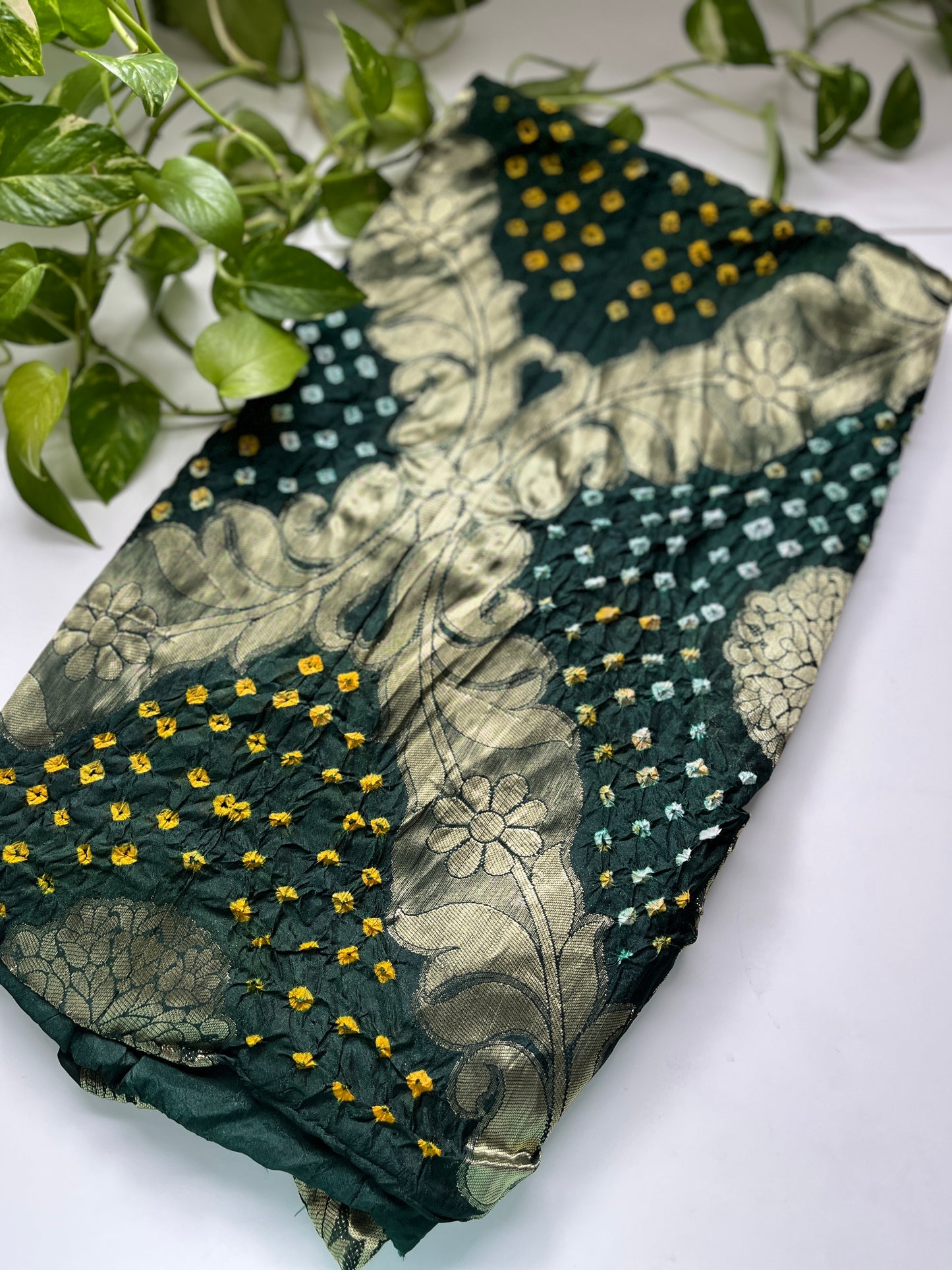 Gaji Silk Gharchola Dupatta GREEN