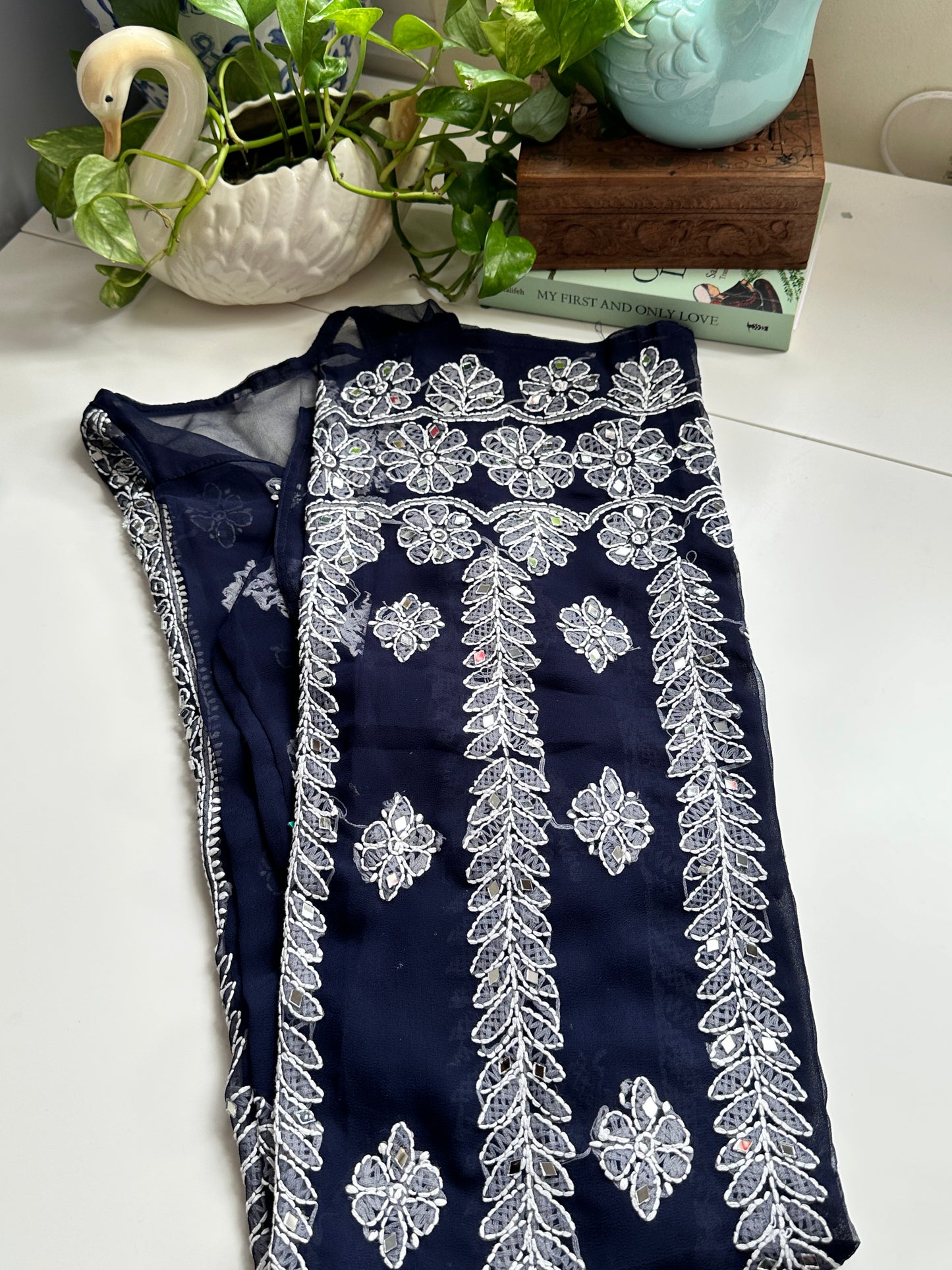 Dark Blue - Georgette Mirror Kurta
