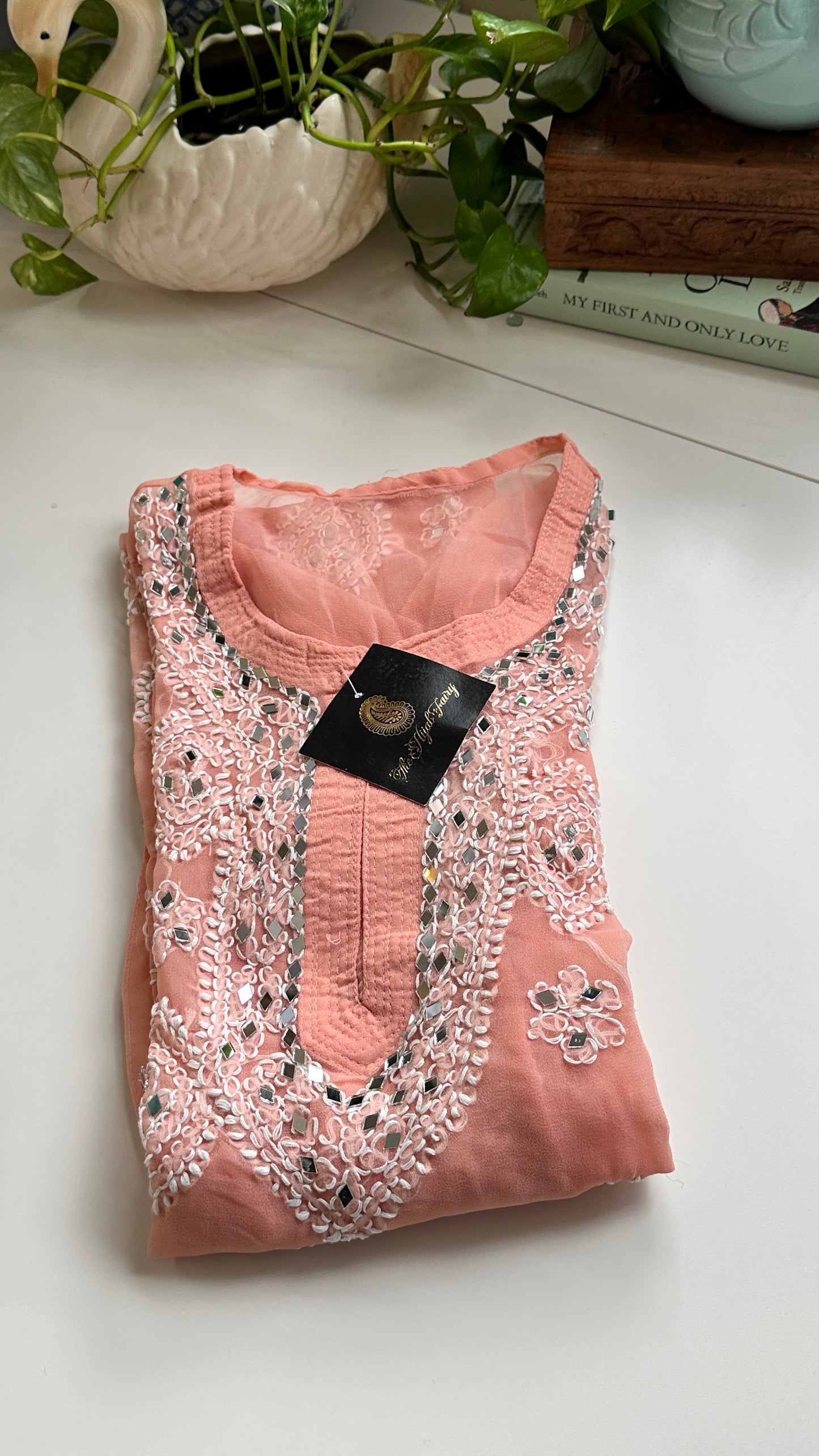 Peach - Georgette Mirror Kurta