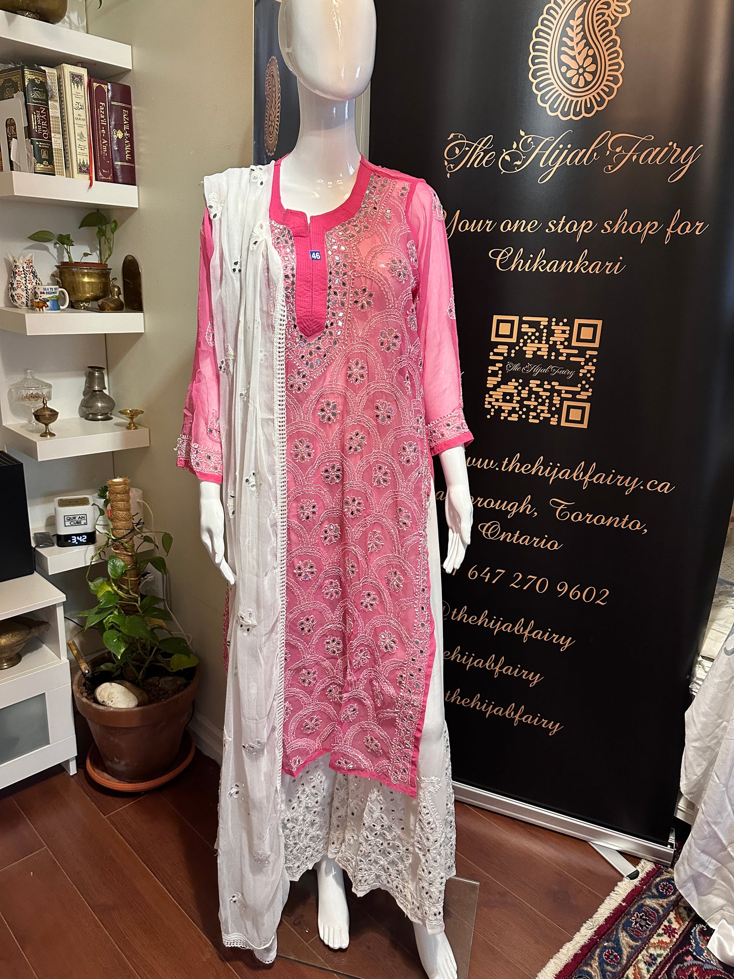 Dark Pink - Georgette Mirror Kurta