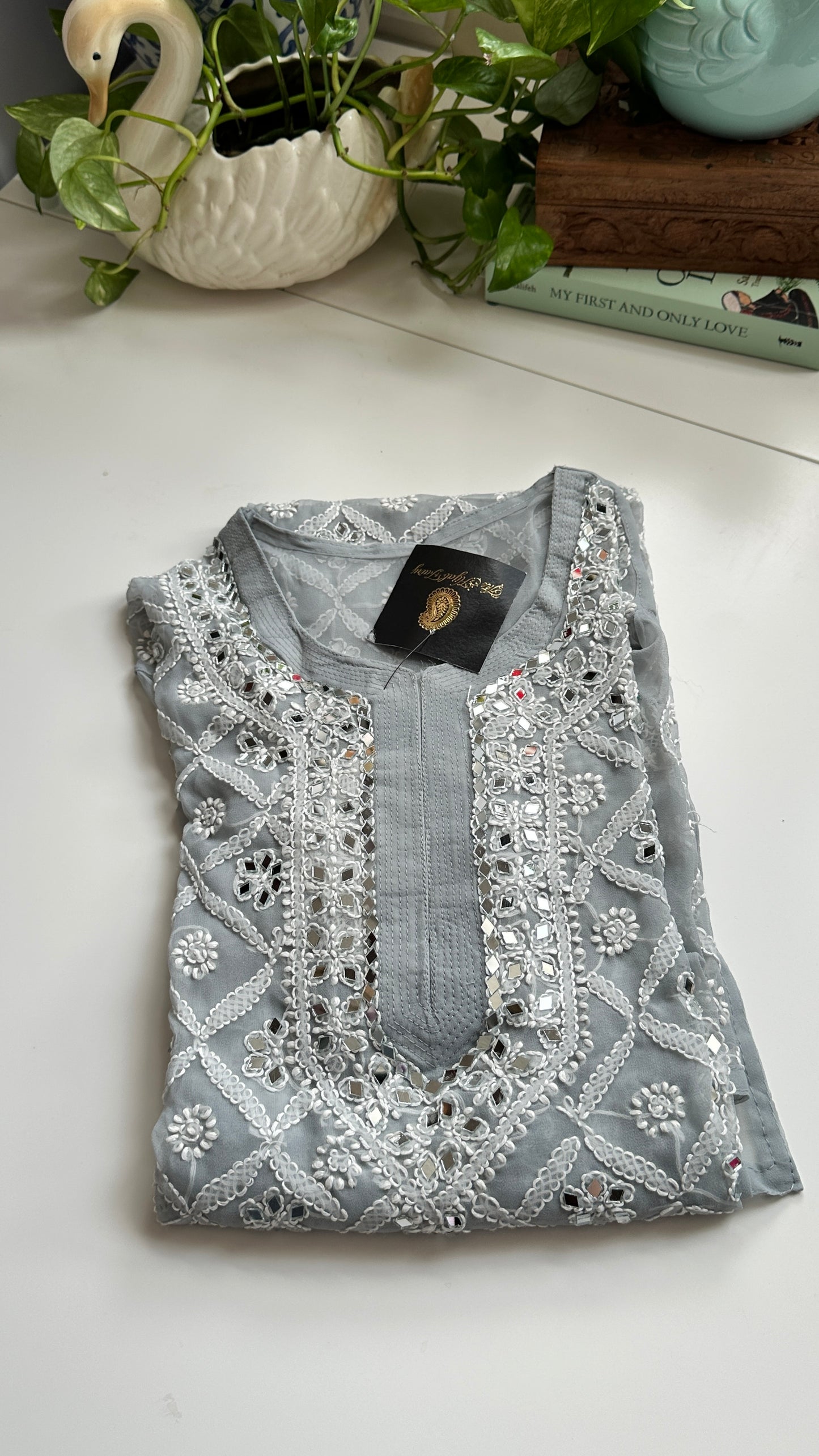 Grey - Georgette Mirror Kurta