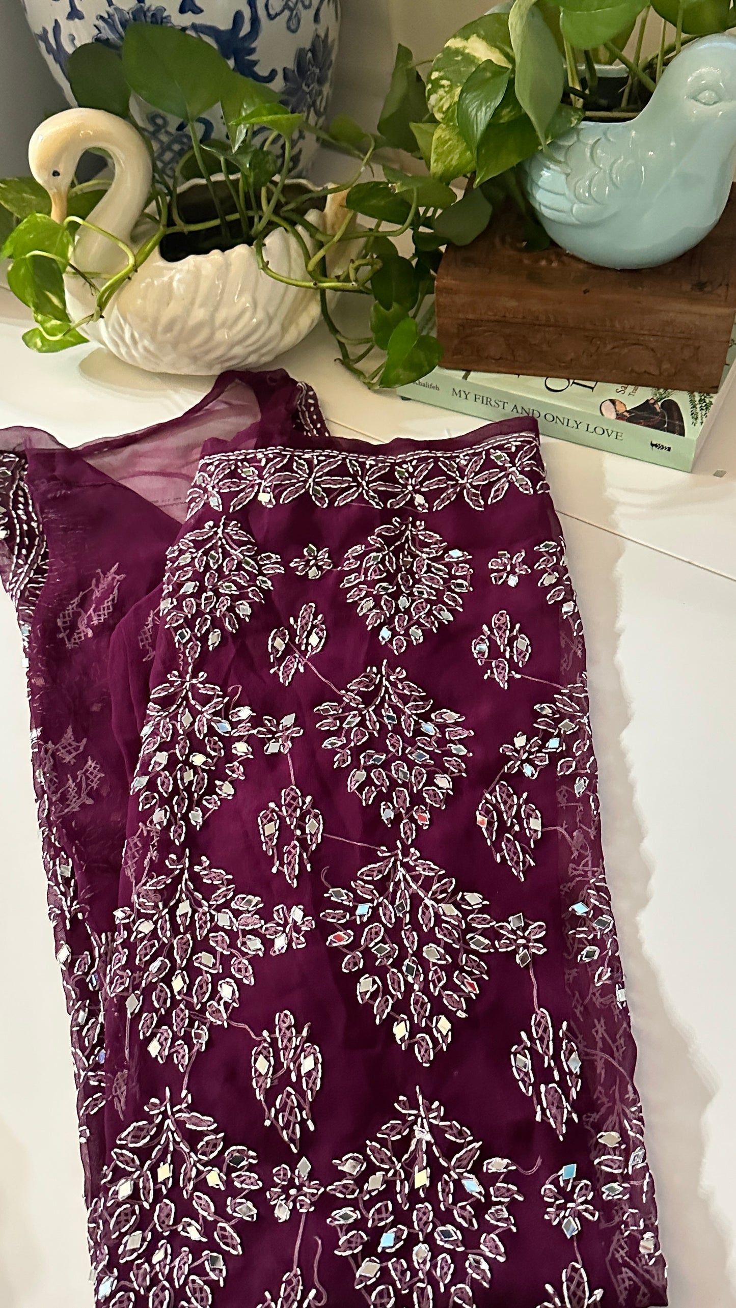 Wine - Georgette Mirror Kurta
