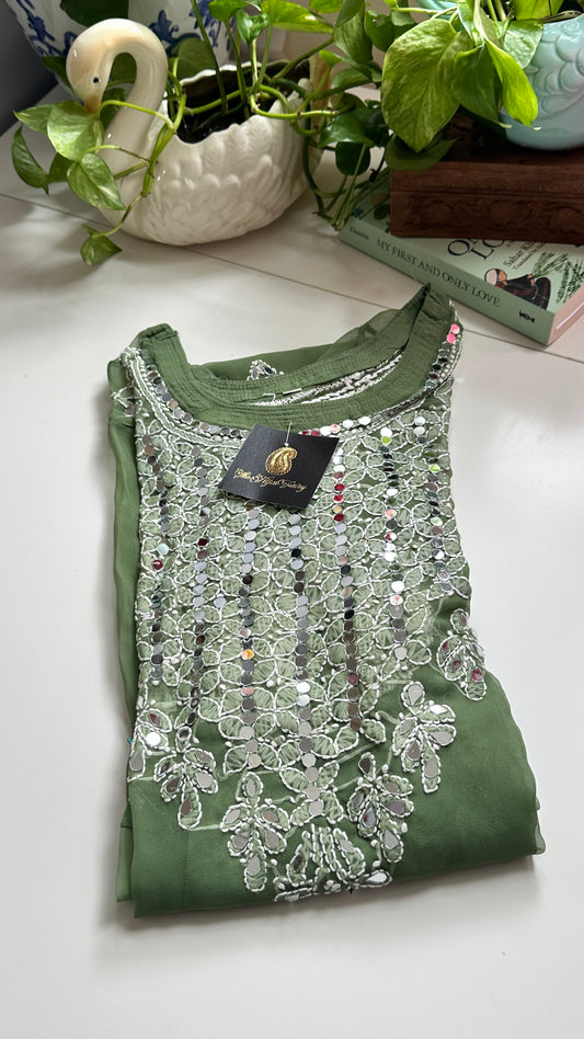Sage Green - Georgette Mirror Kurta