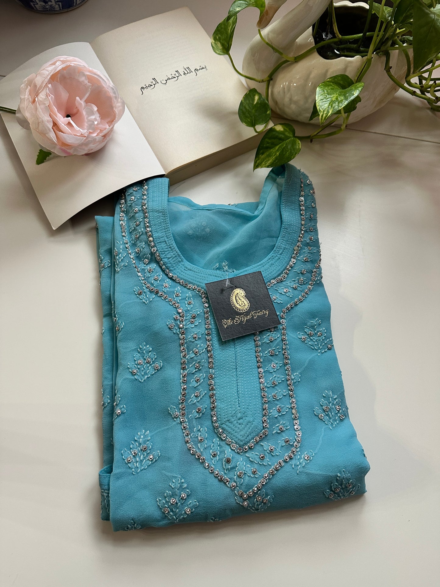 Sky Blue- Georgette Stone Kurta