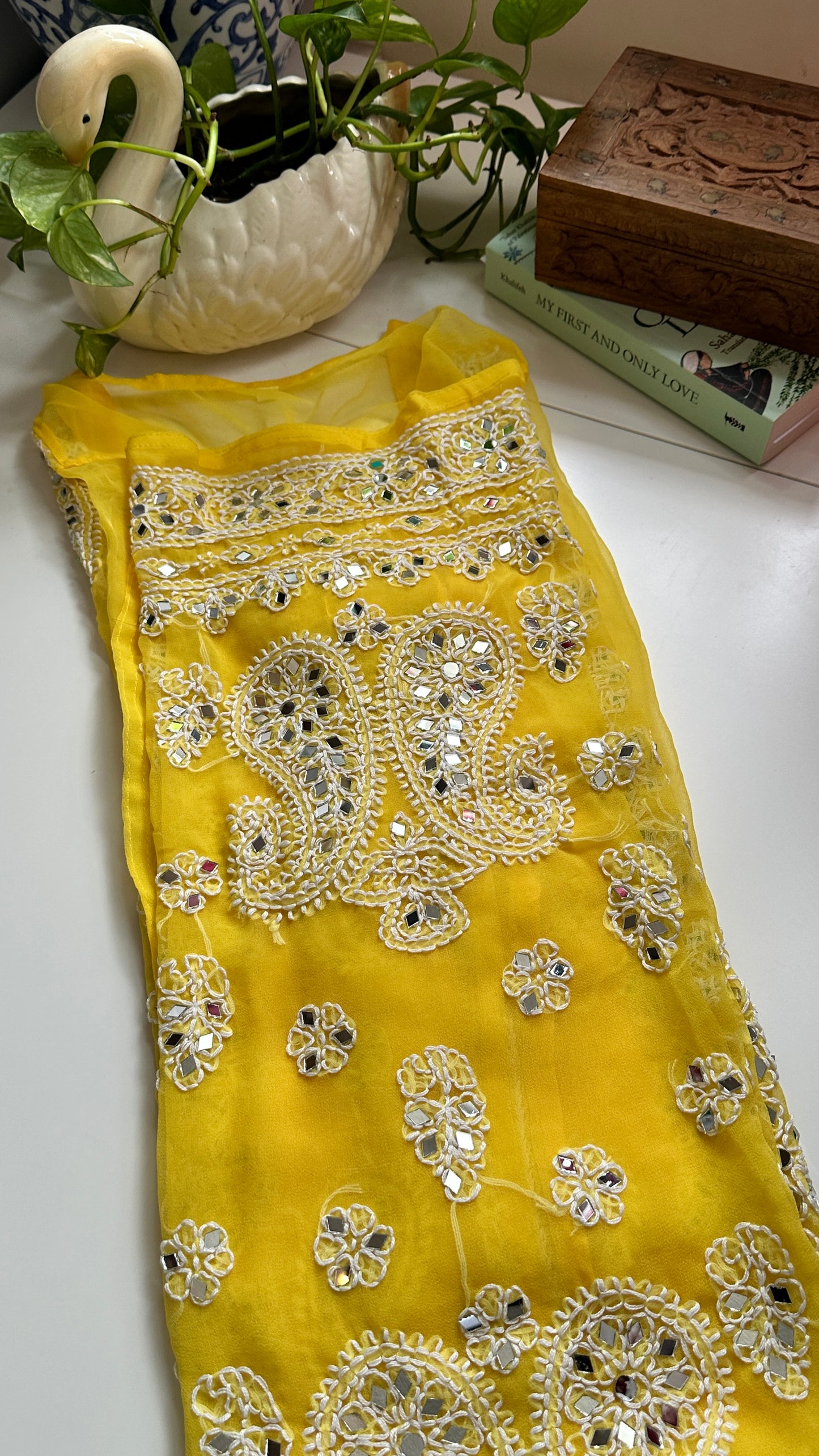 Yellow - Georgette Mirror Kurta