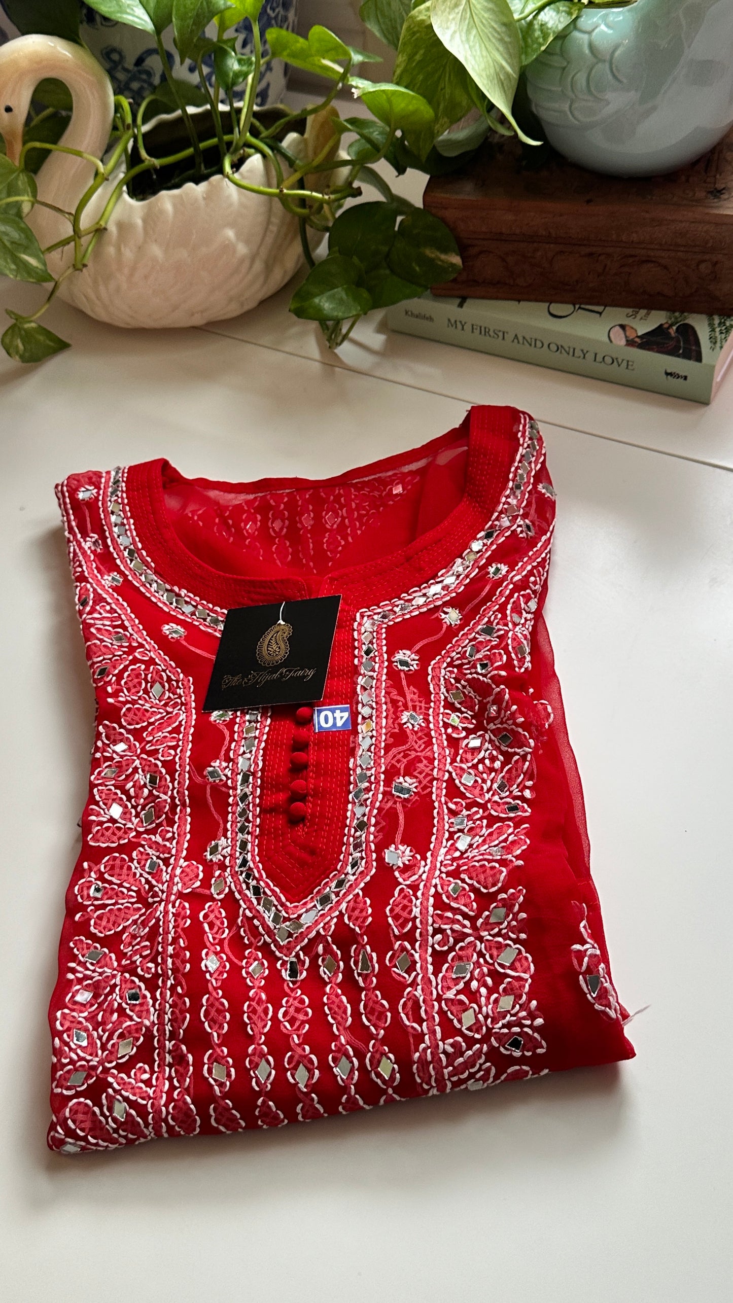 Red - Georgette Mirror Kurta