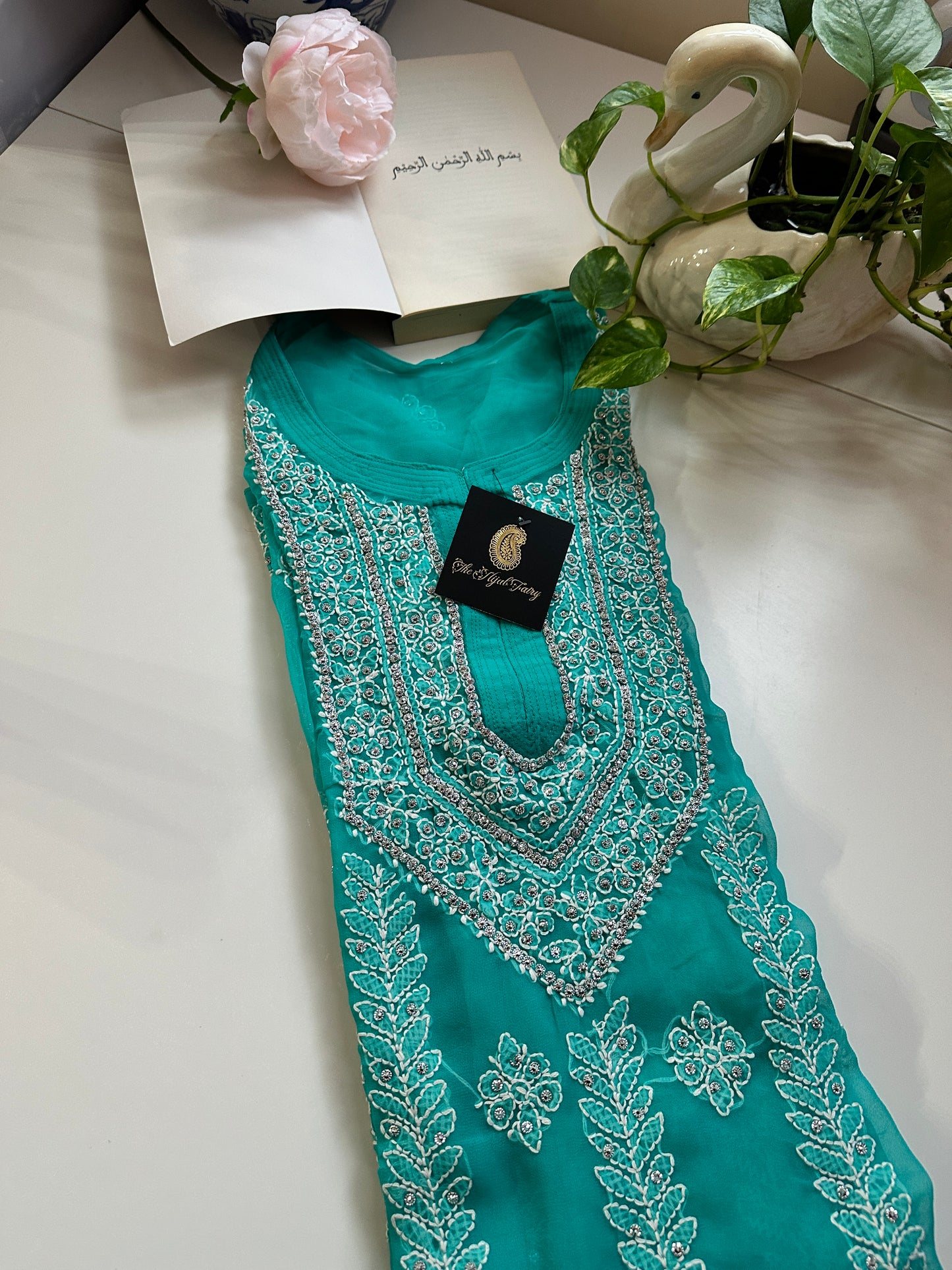 Dark Firozi - Georgette Stone Kurta