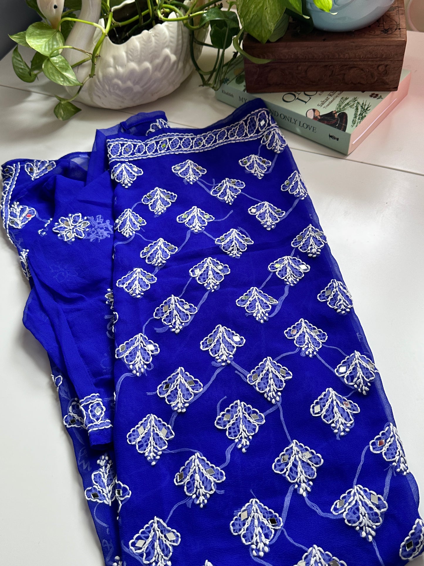 Navy Blue - Georgette Mirror Kurta