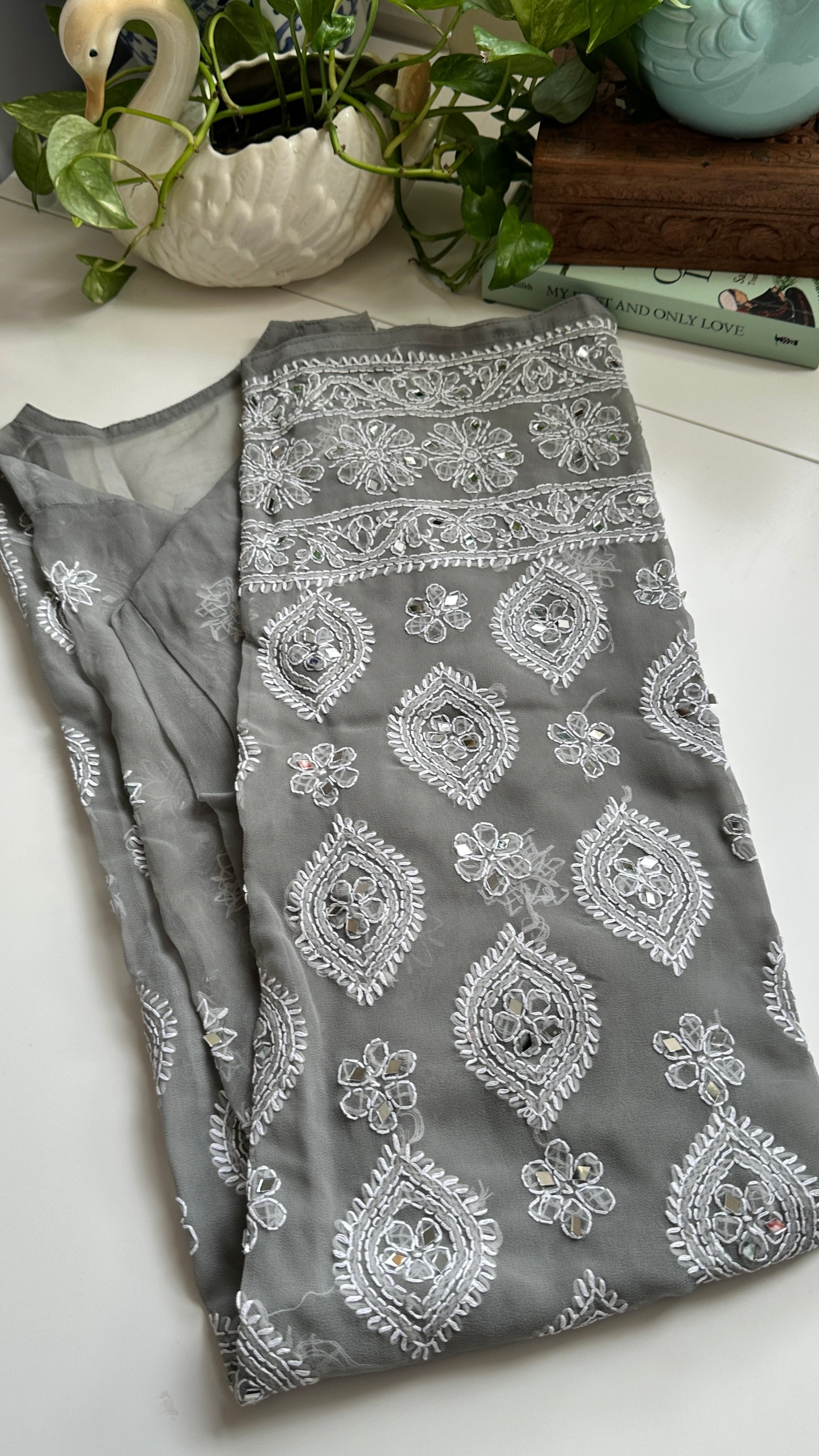Grey - Georgette Mirror Kurta