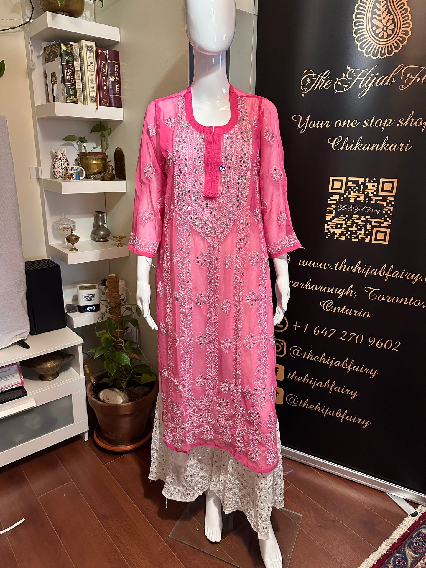 Dark Pink - Georgette Mirror Kurta