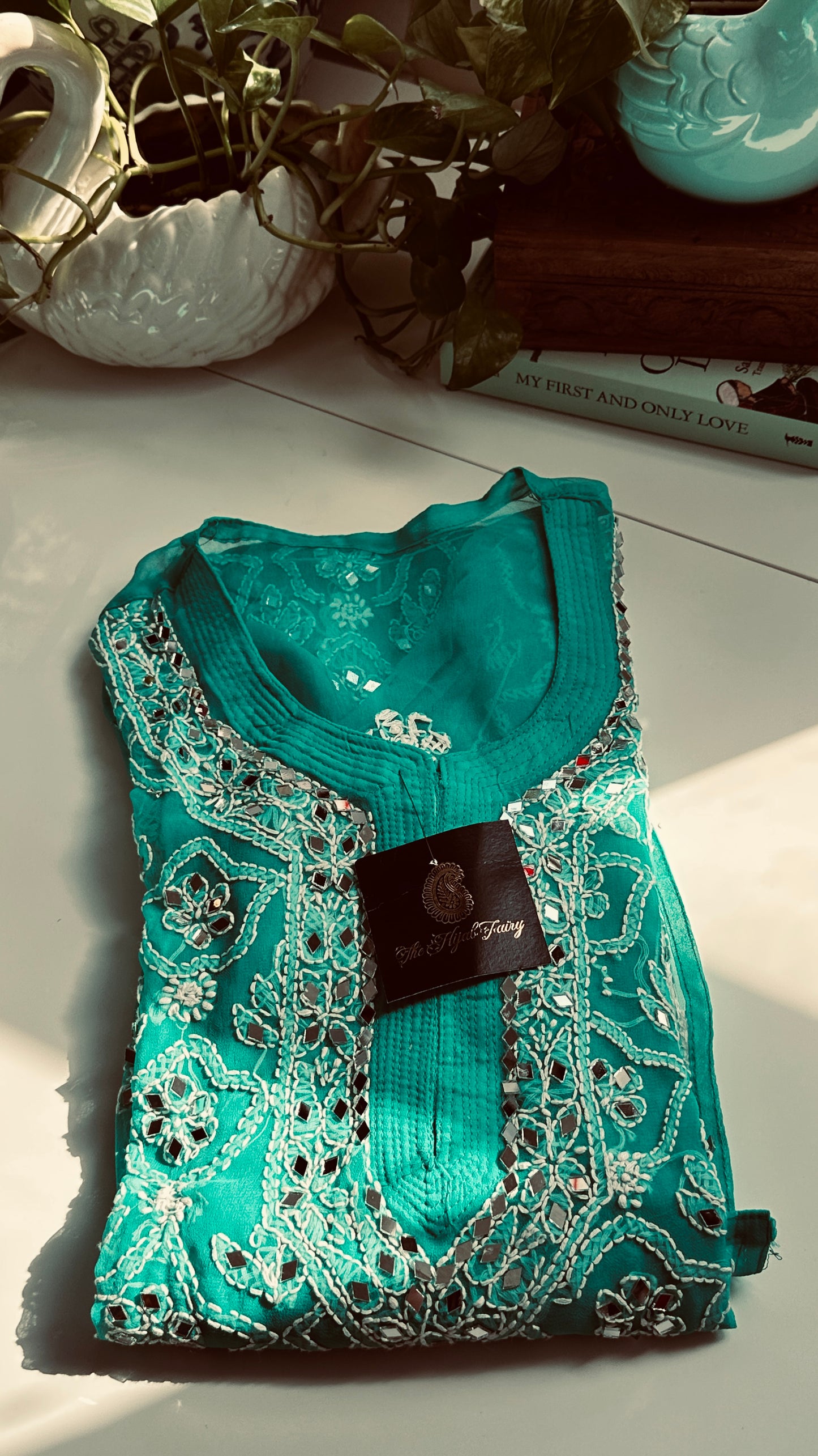 Dark Ferozi - Georgette Mirror Kurta