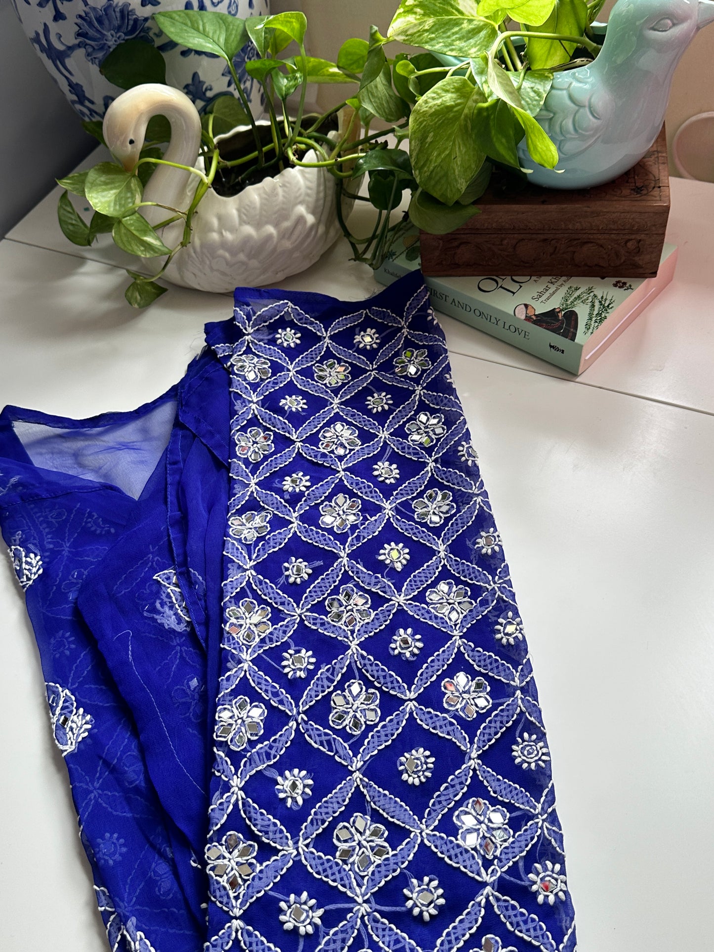 Navy Blue - Georgette Mirror Kurta