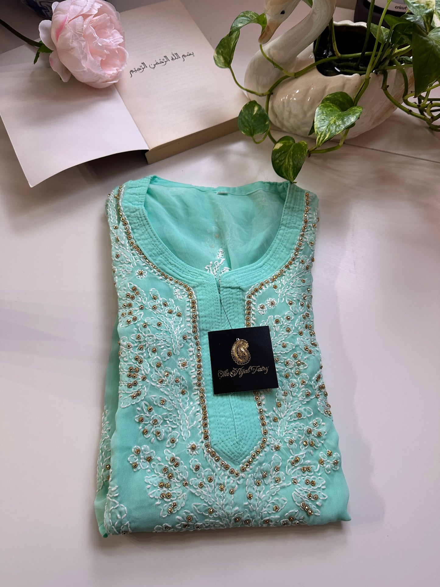 Light Firozi - Georgette Stone Kurta