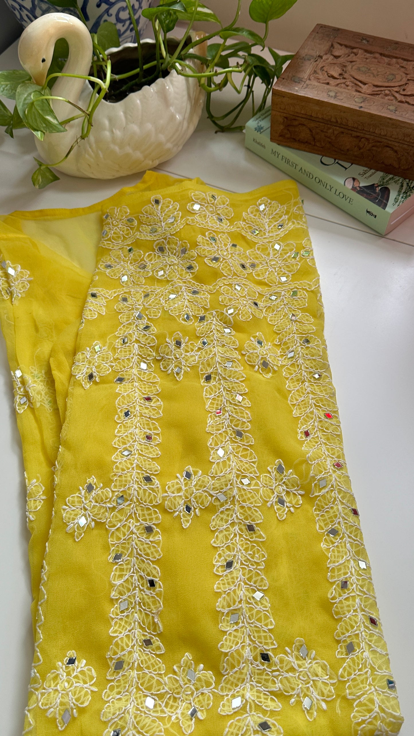 Yellow - Georgette Mirror Kurta