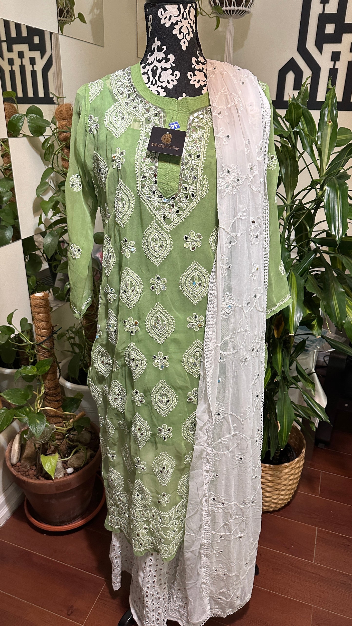 Sage Green - Georgette Mirror Kurta