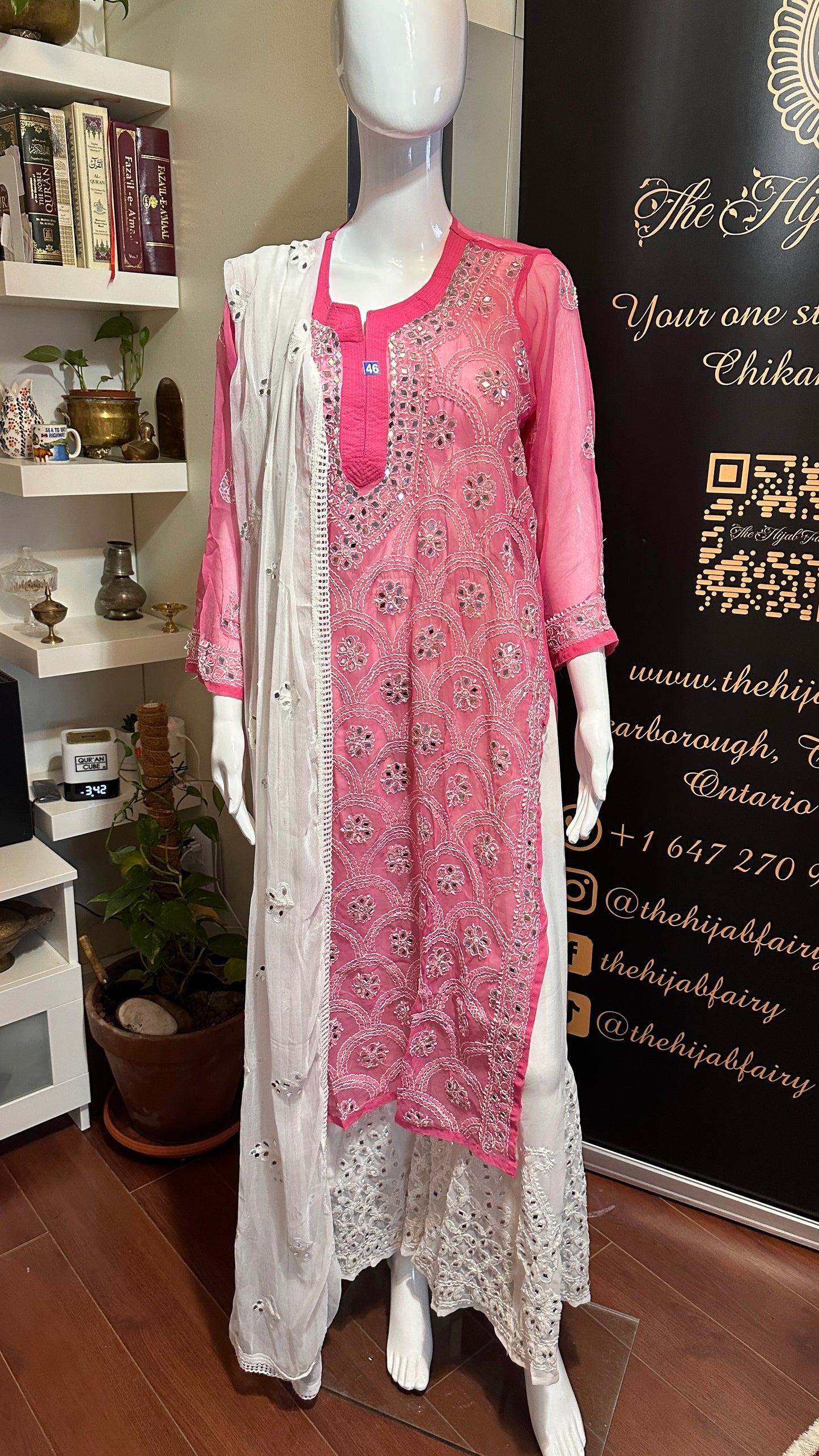 Dark Pink - Georgette Mirror Kurta