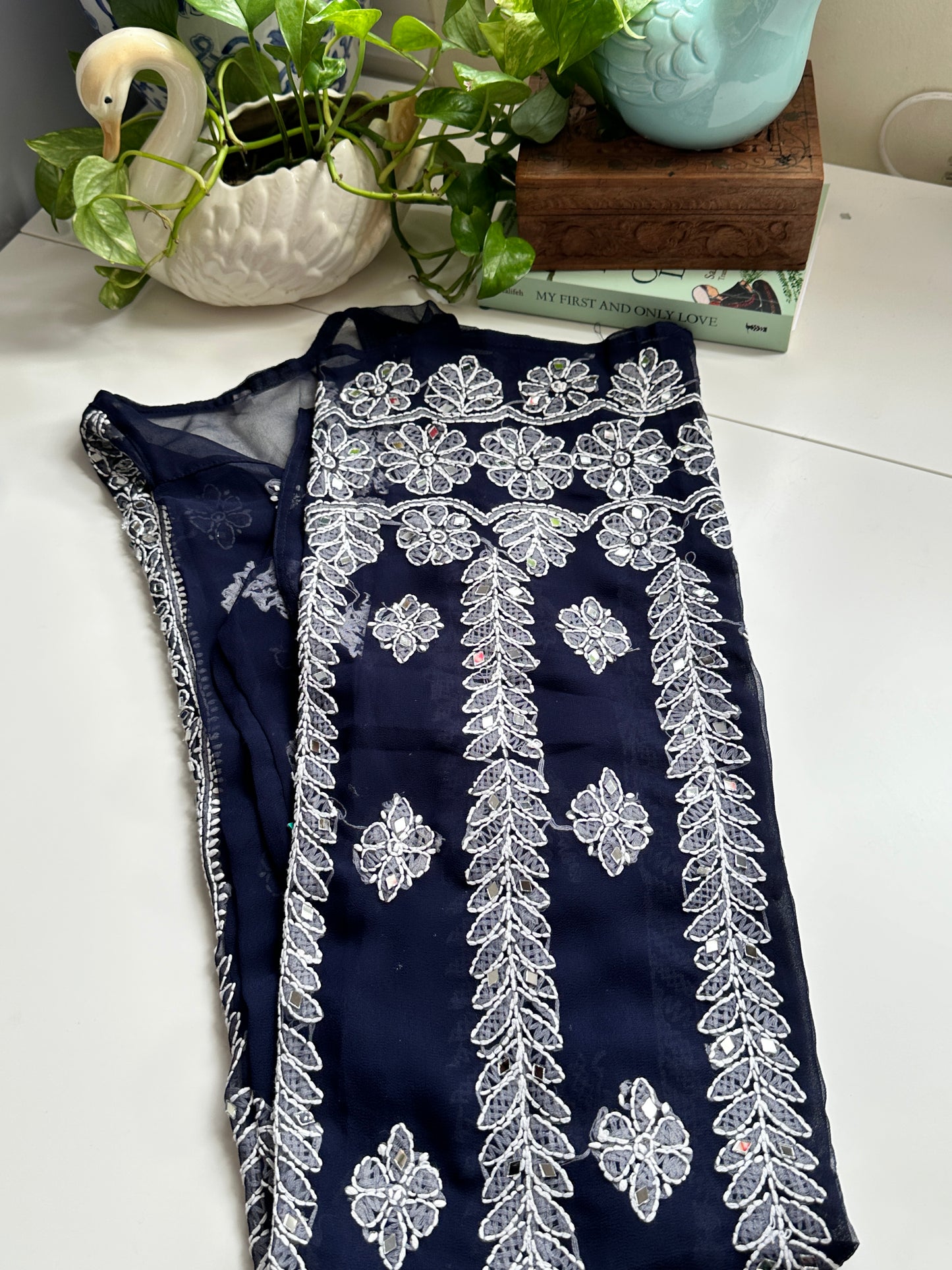 Dark Blue - Georgette Mirror Kurta