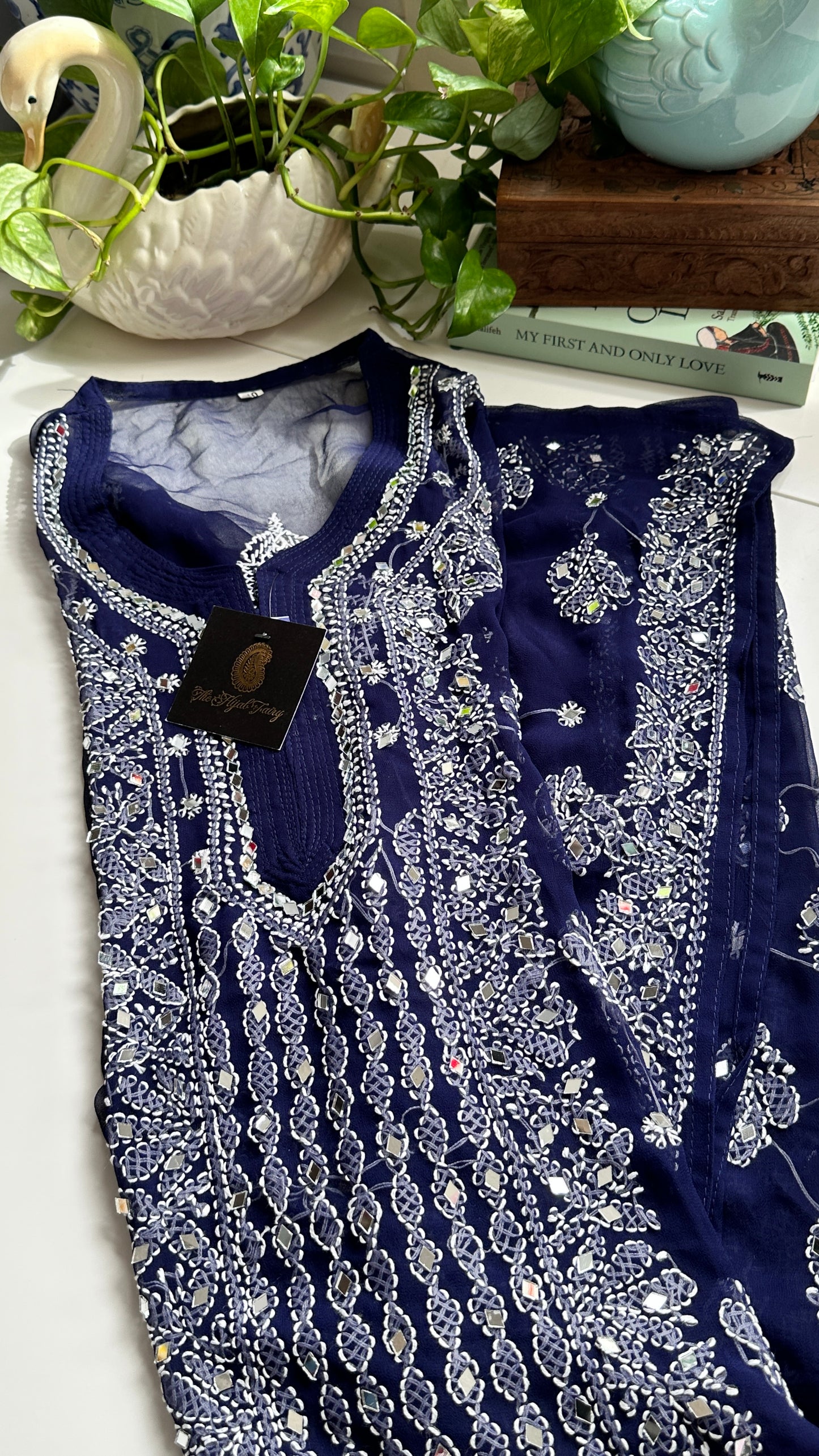 Dark Blue - Georgette Mirror Kurta