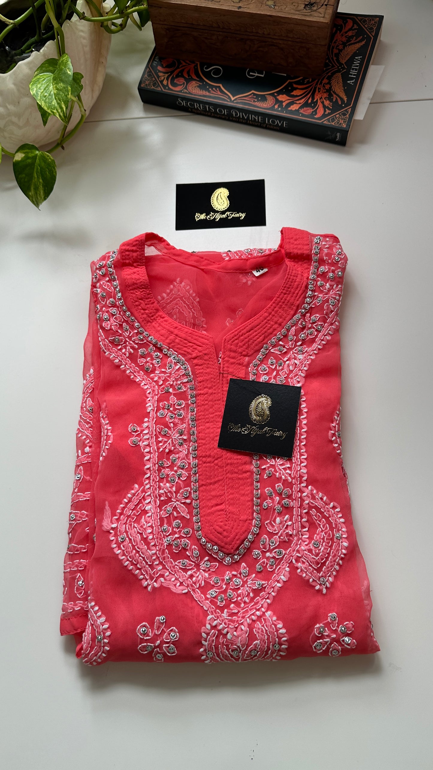 Georgette Stone Kurta- Gajari colour 1