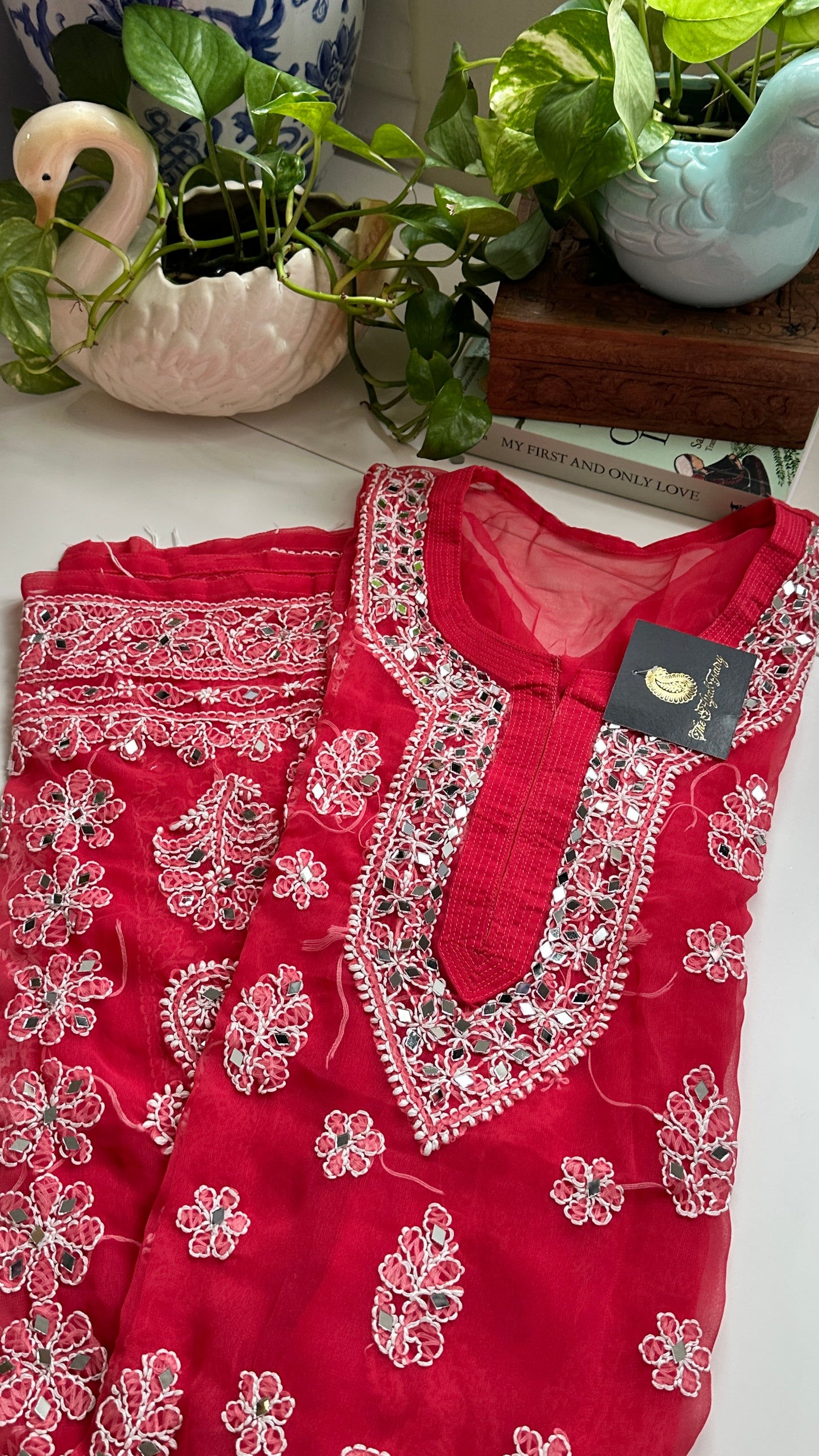 Strawberry Pink - Georgette Mirror Kurta