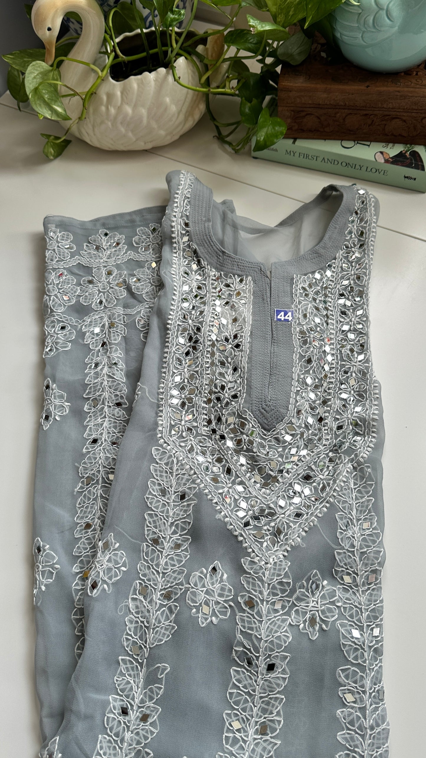 Grey - Georgette Mirror Kurta