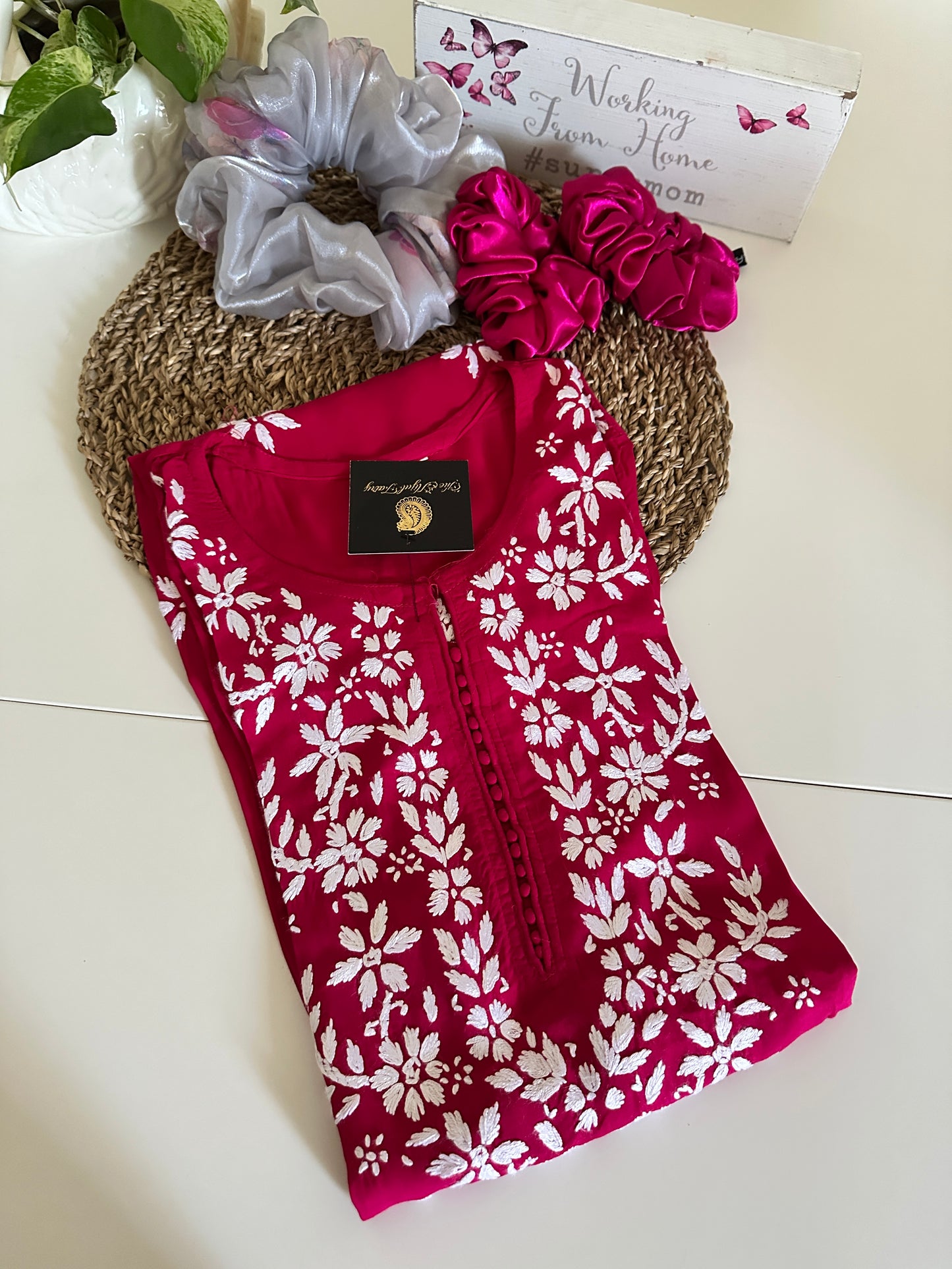 Hot Pink - Modal Straight Kurta