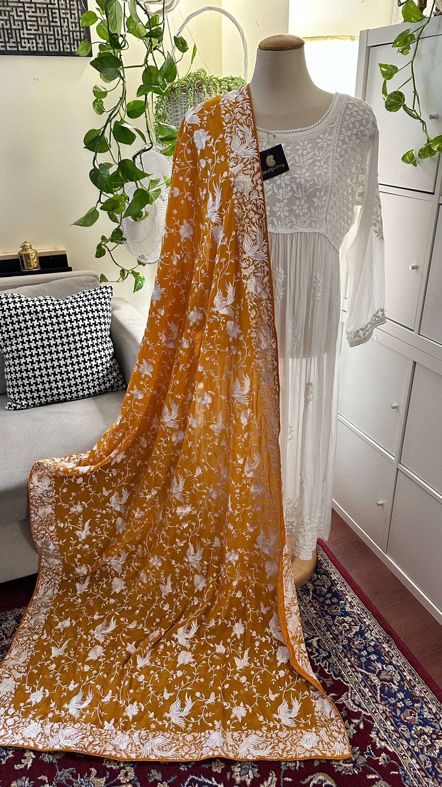 Parsi Gara Premium Dupatta - Mustard