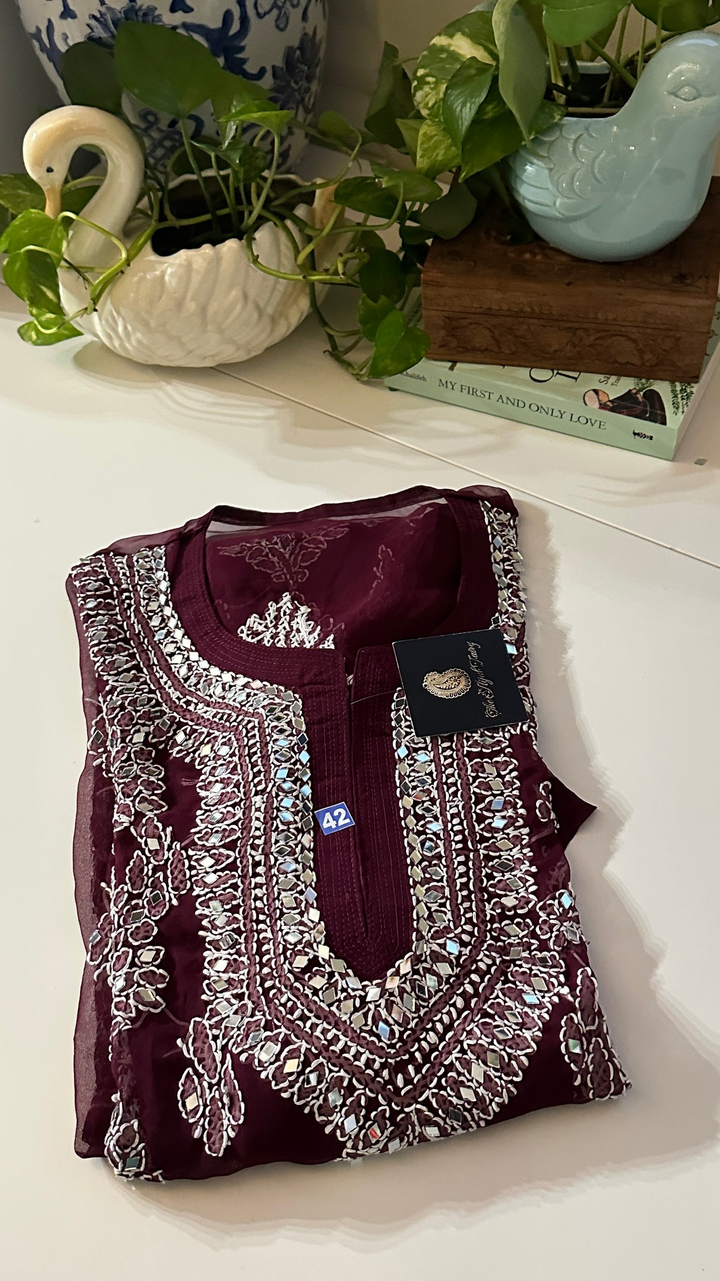 Wine - Georgette Mirror Kurta