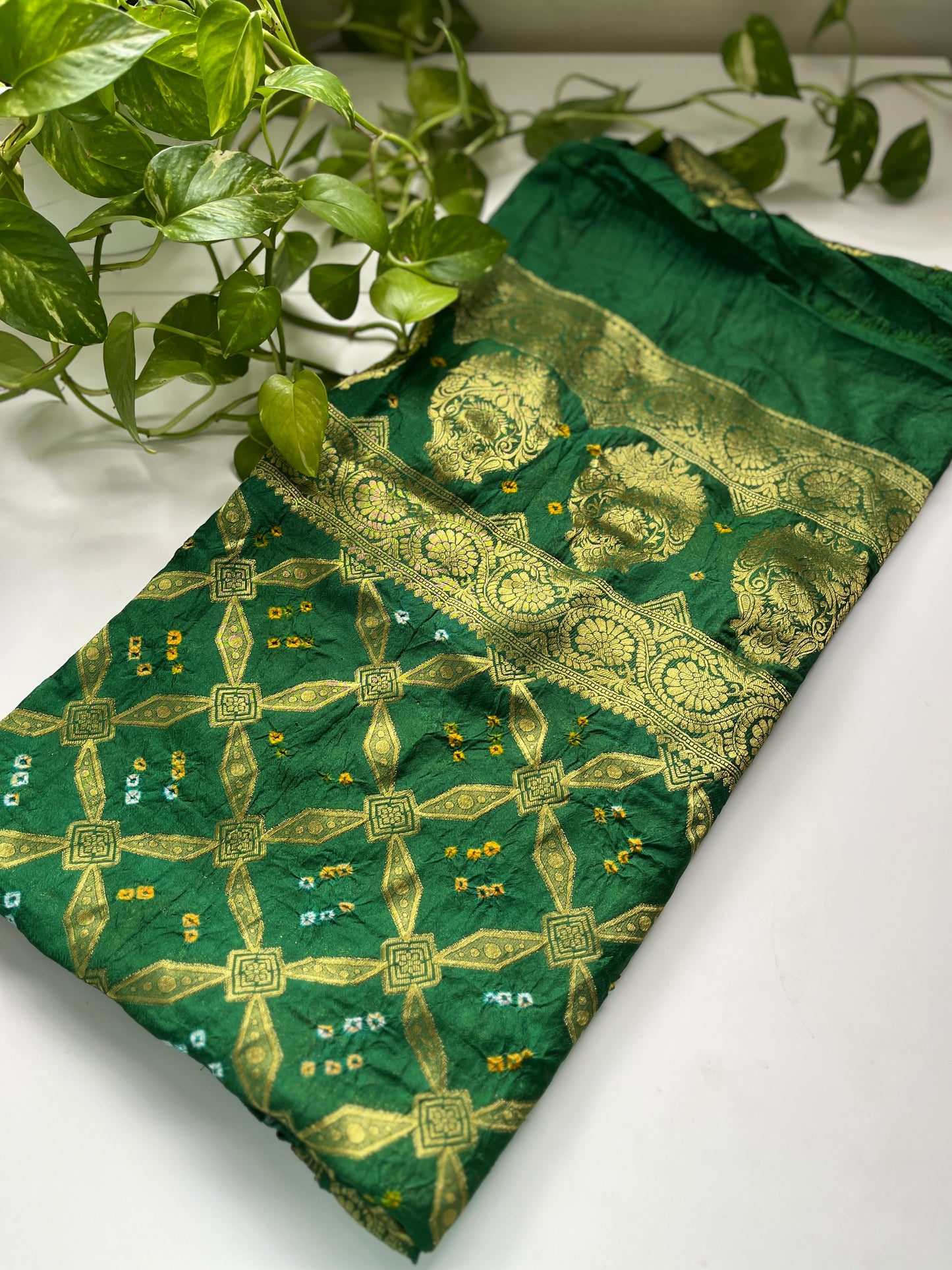 Gaji Silk Gharchola Dupatta GREEN