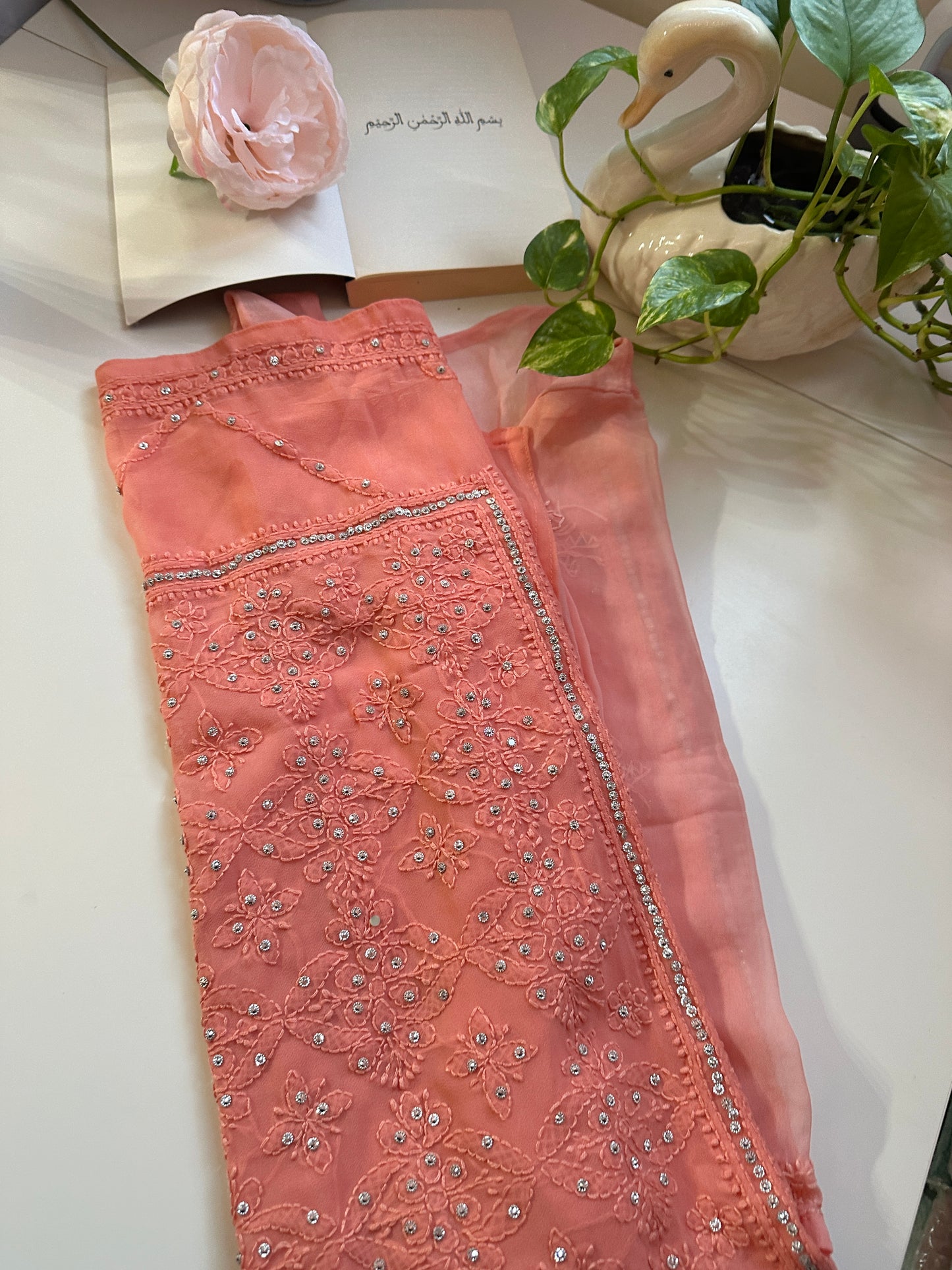 Peach Ombre - Georgette Stone Kurta