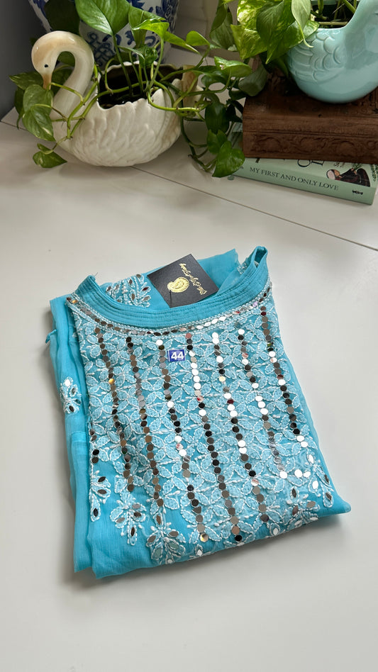 Light Blue - Georgette Mirror Kurta