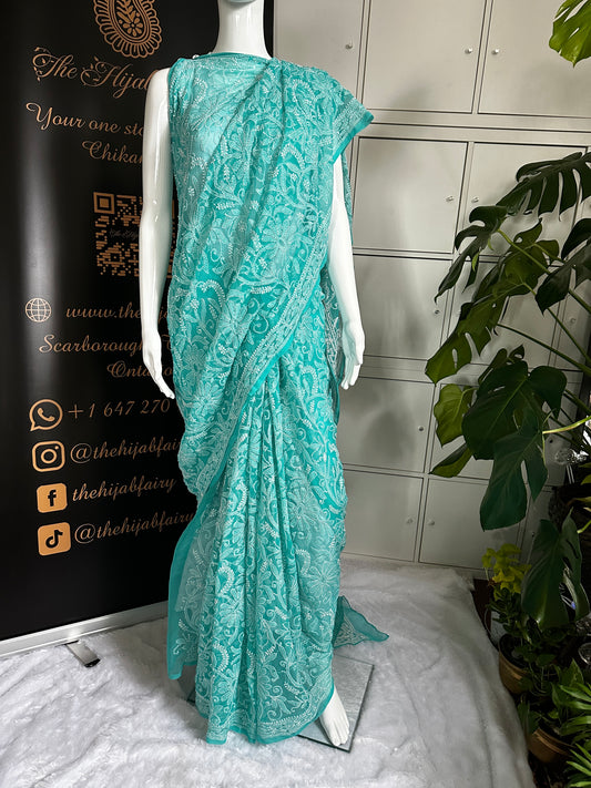 Firozi - Full Jaal Saree