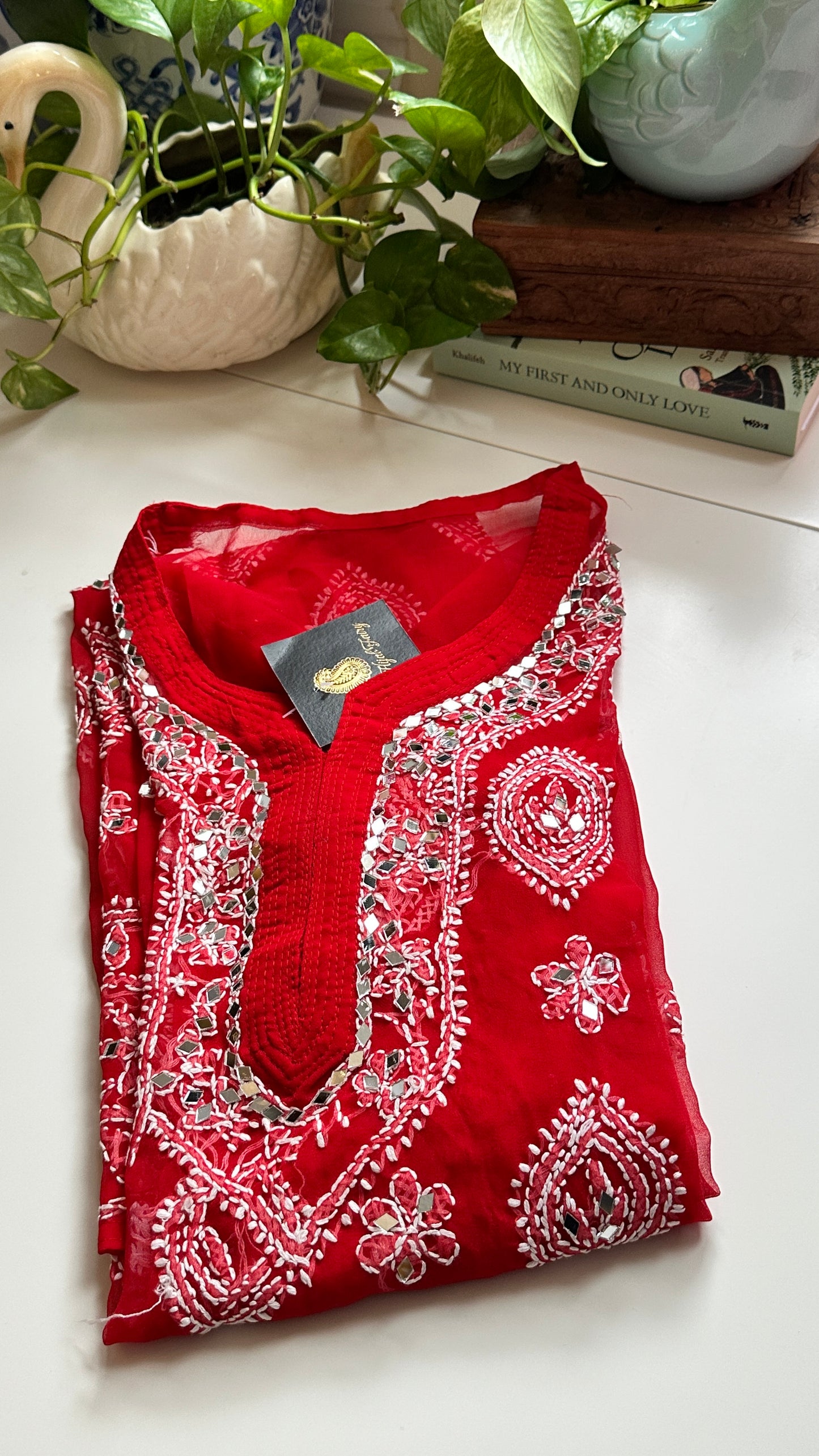 Red - Georgette Mirror Kurta