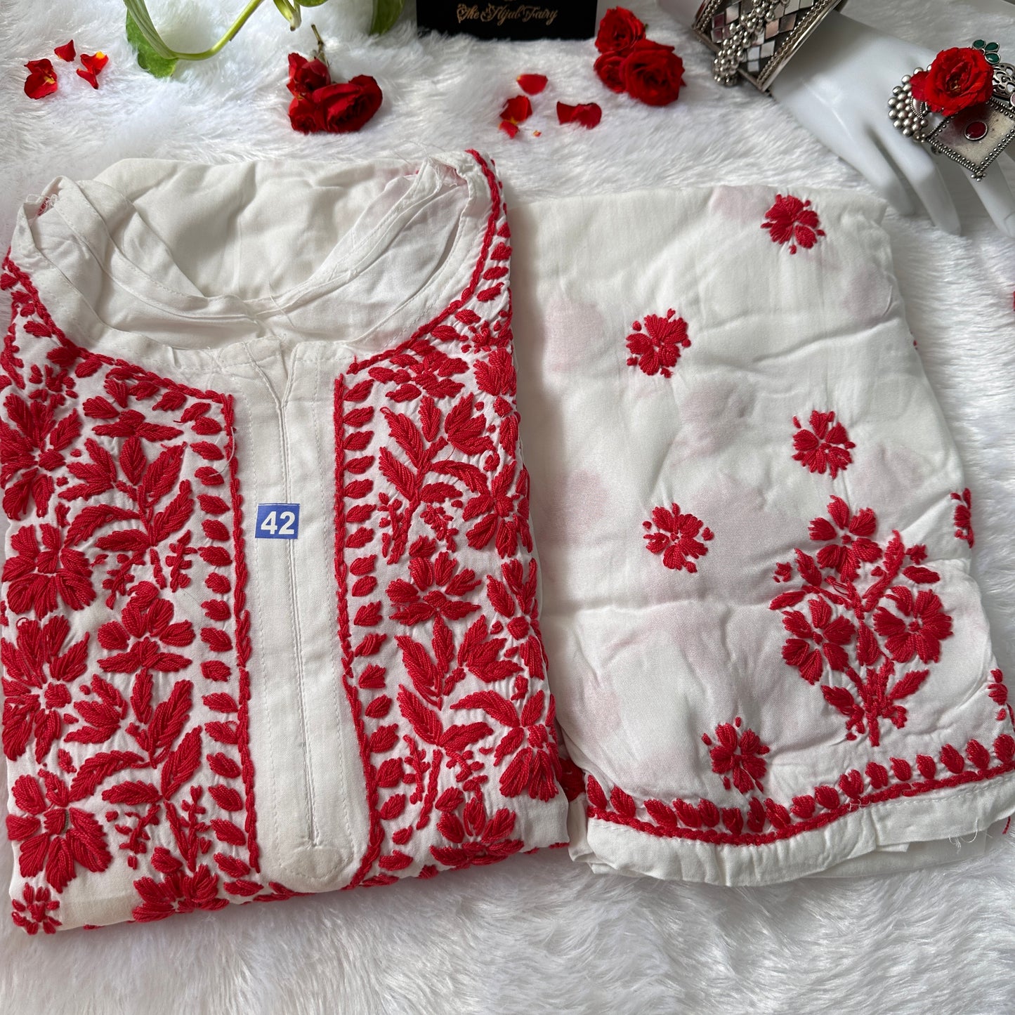 Red Chikankari Modal 2-Piece Set – The Hijab Fairy (4 of 7)