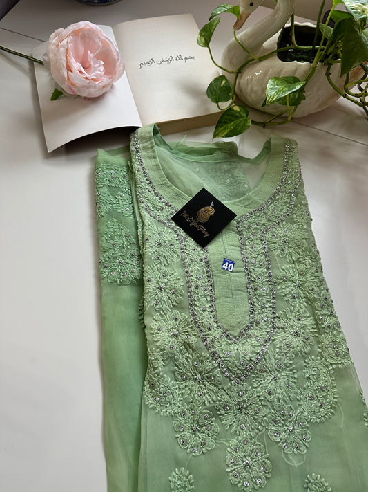 Jade Green - Georgette Stone Kurta