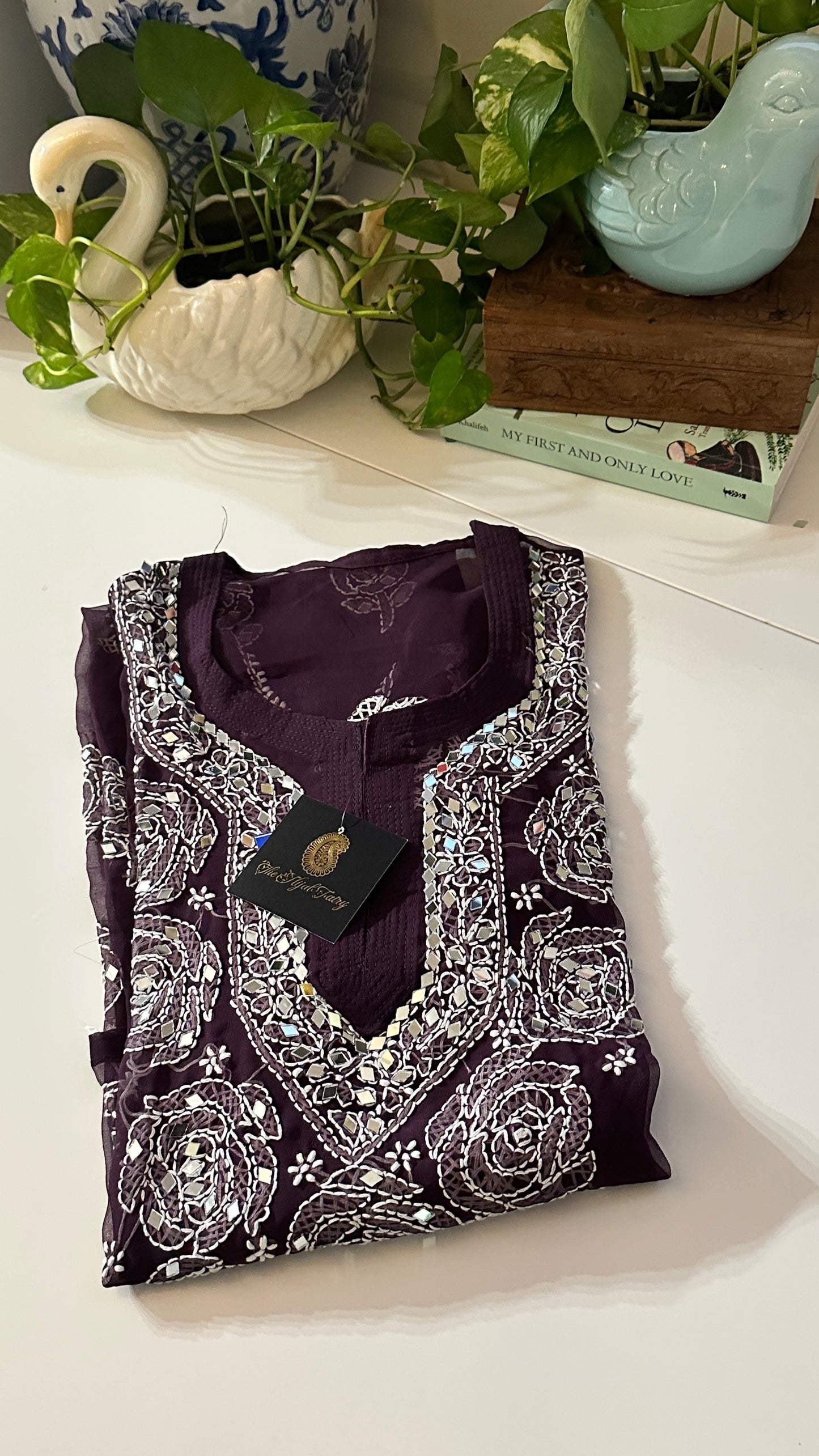 Wine - Georgette Mirror Kurta