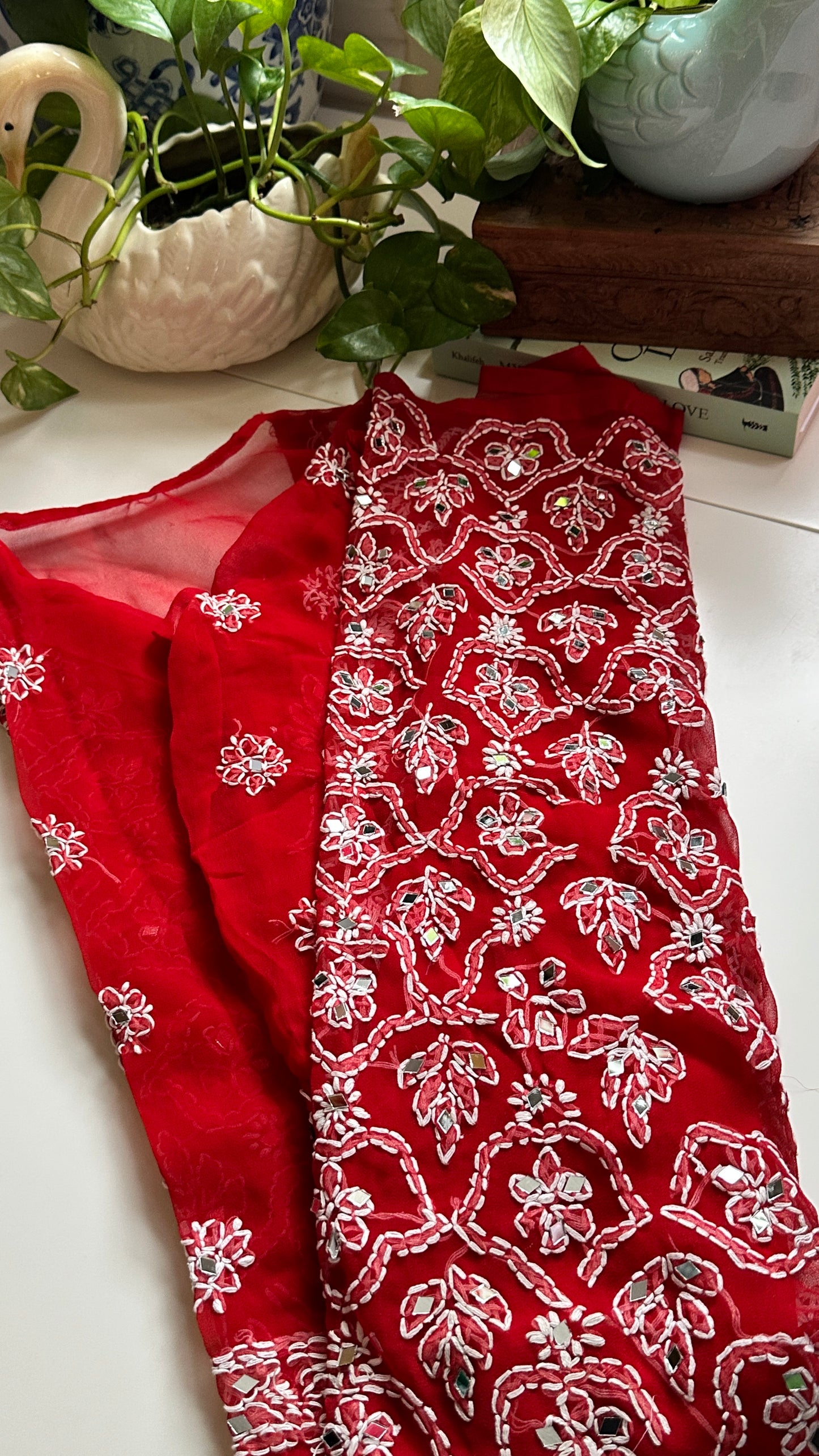 Red - Georgette Mirror Kurta