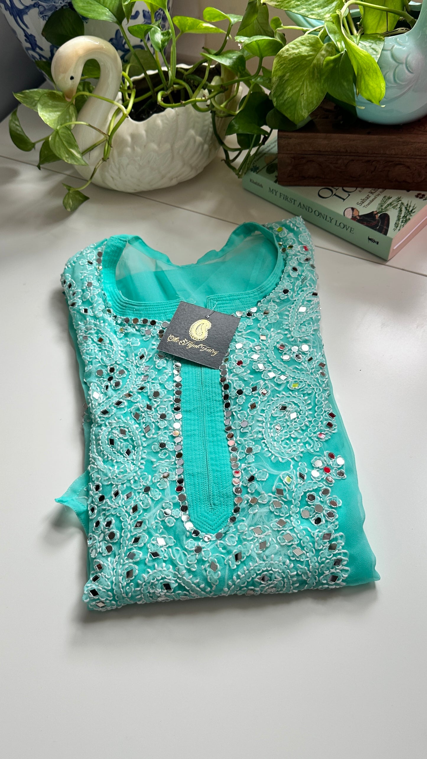 Firozi Blue - Georgette Mirror Kurta