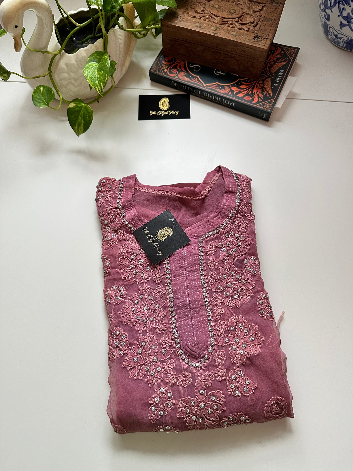 Georgette Stone Kurta- Mulberry