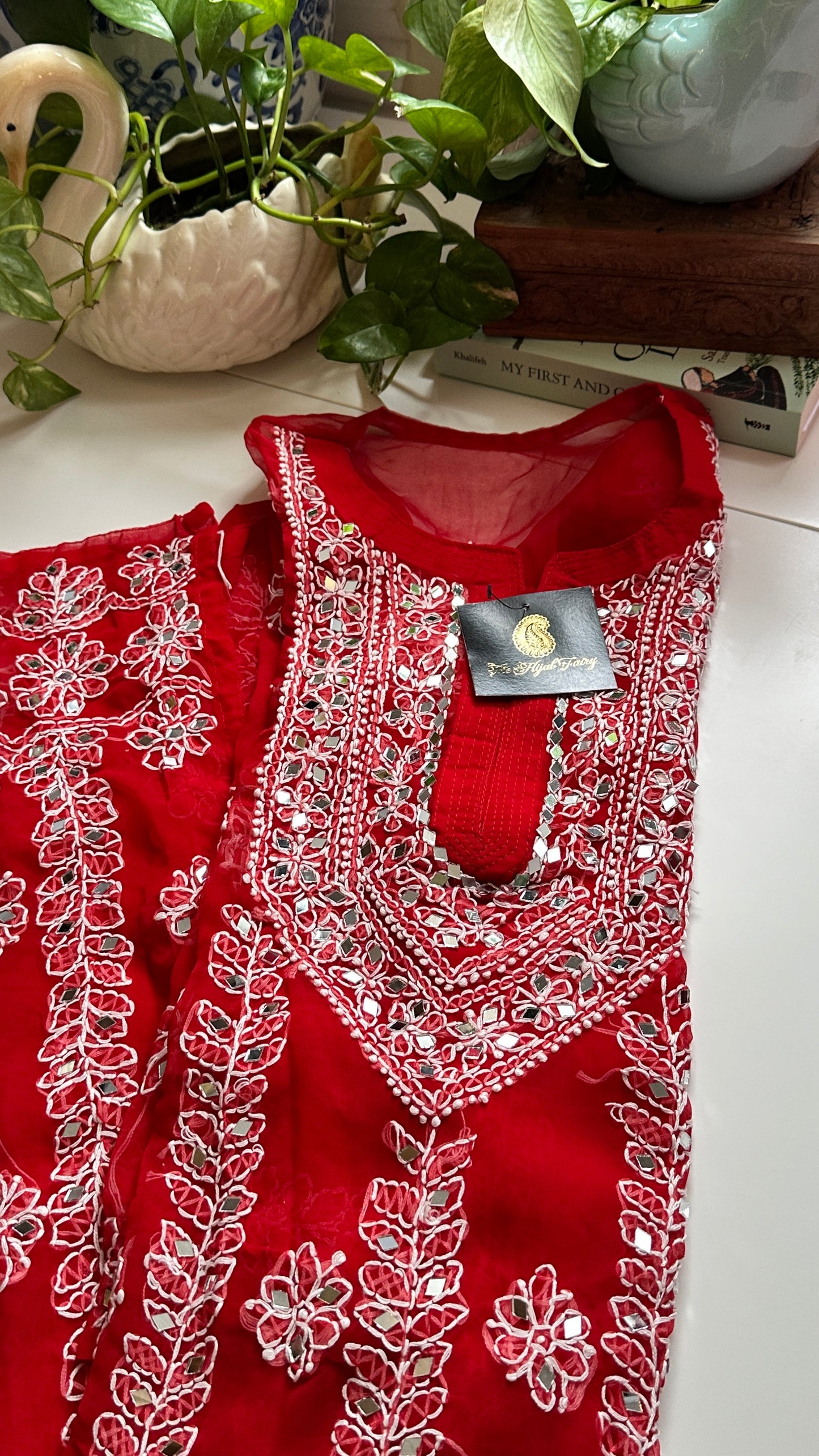 Red - Georgette Mirror Kurta