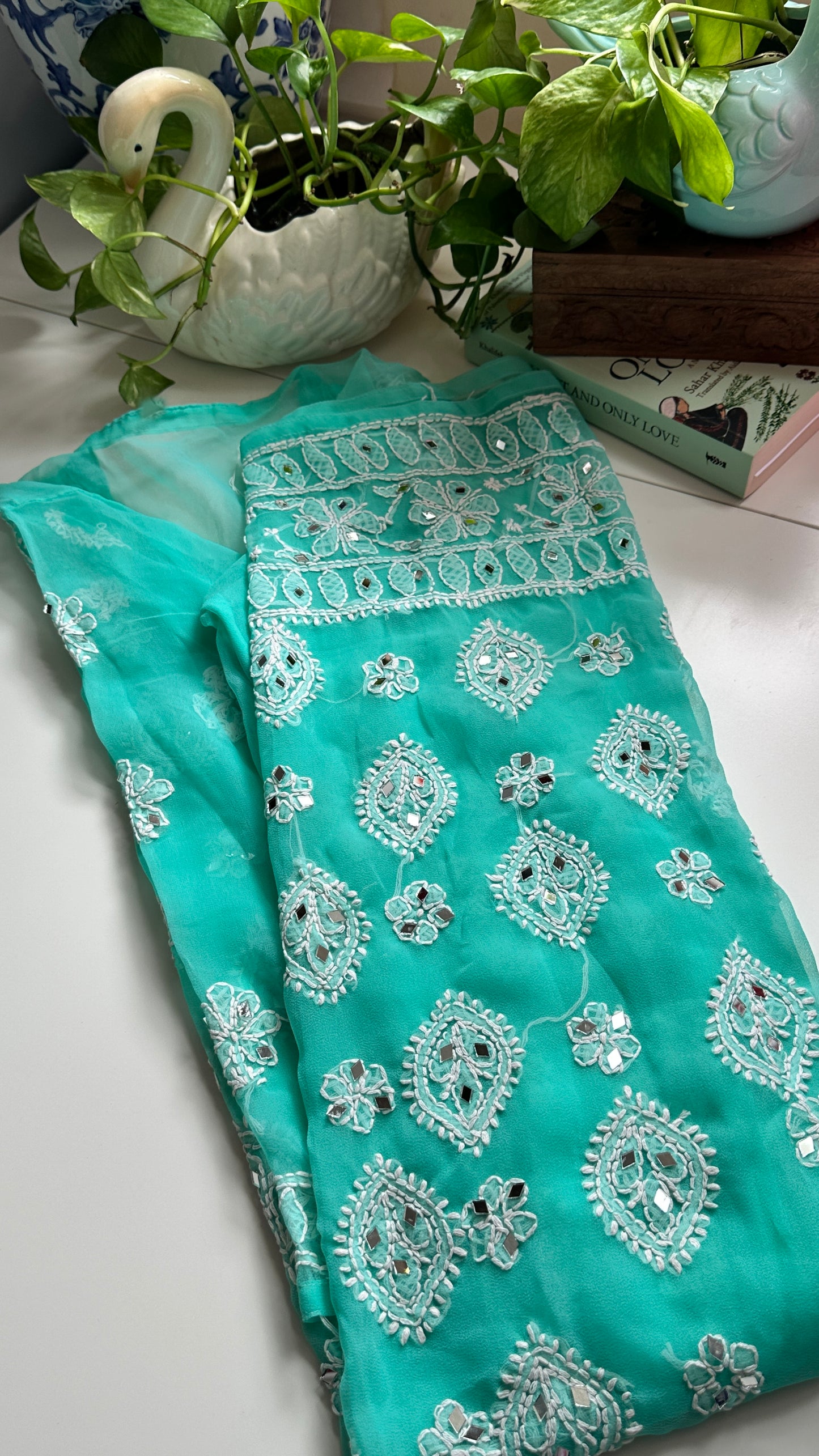 Firozi Blue - Georgette Mirror Kurta
