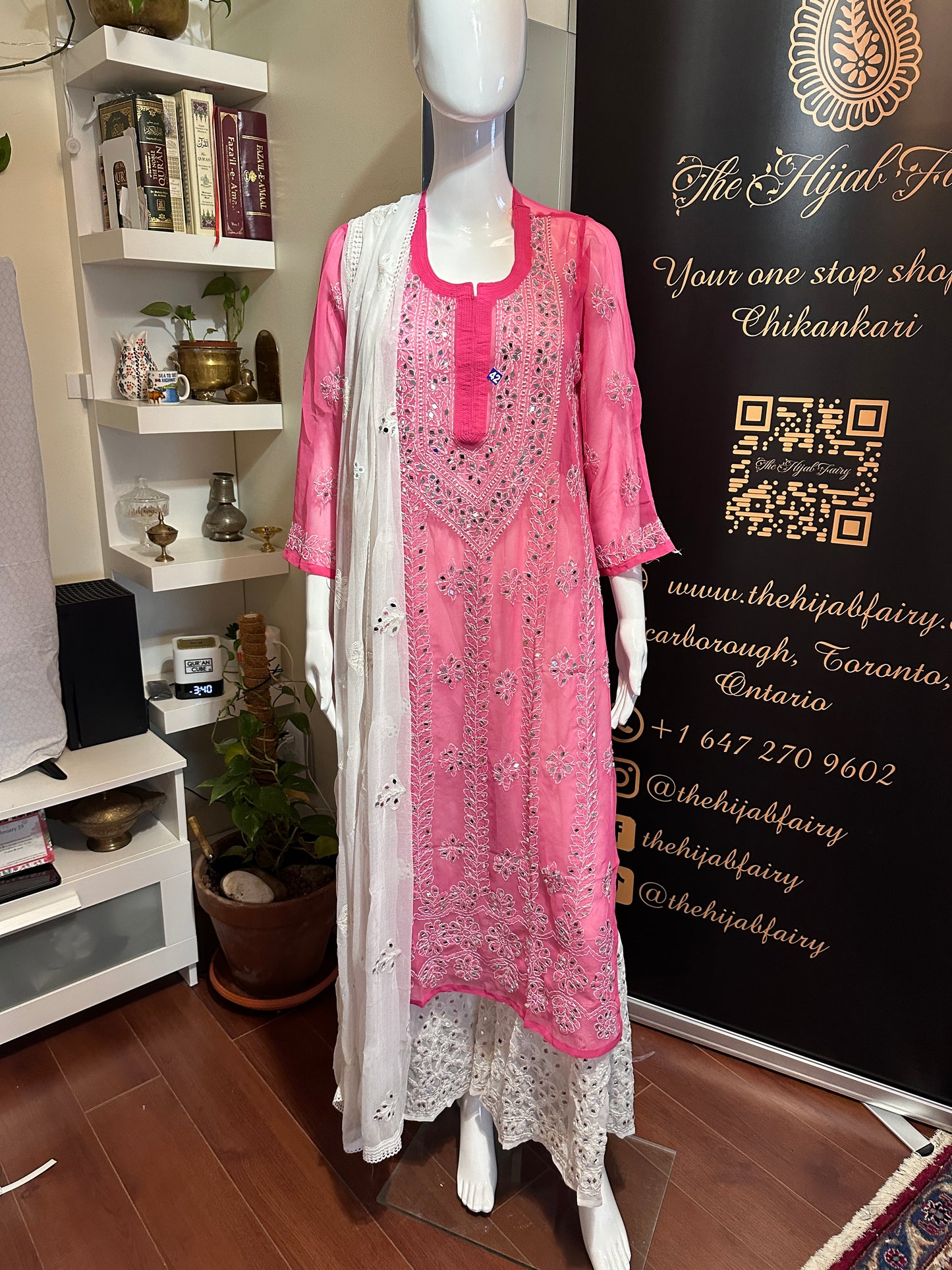 Dark Pink - Georgette Mirror Kurta
