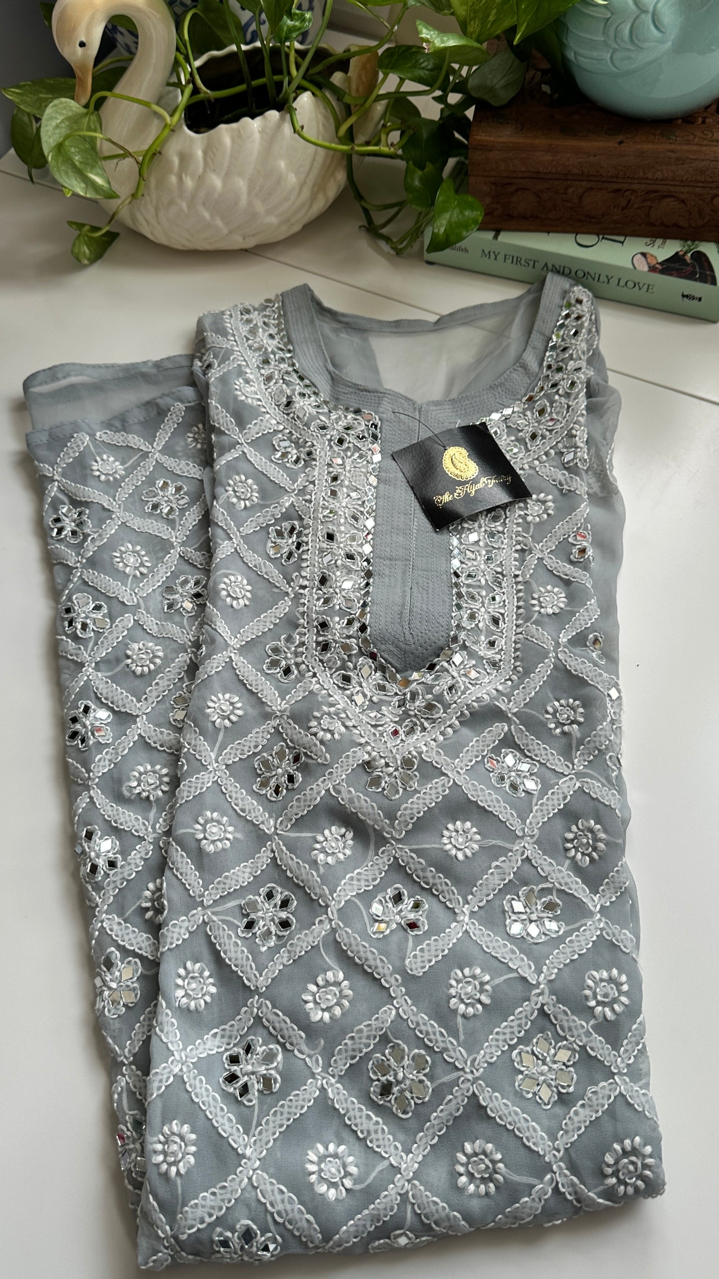Grey - Georgette Mirror Kurta
