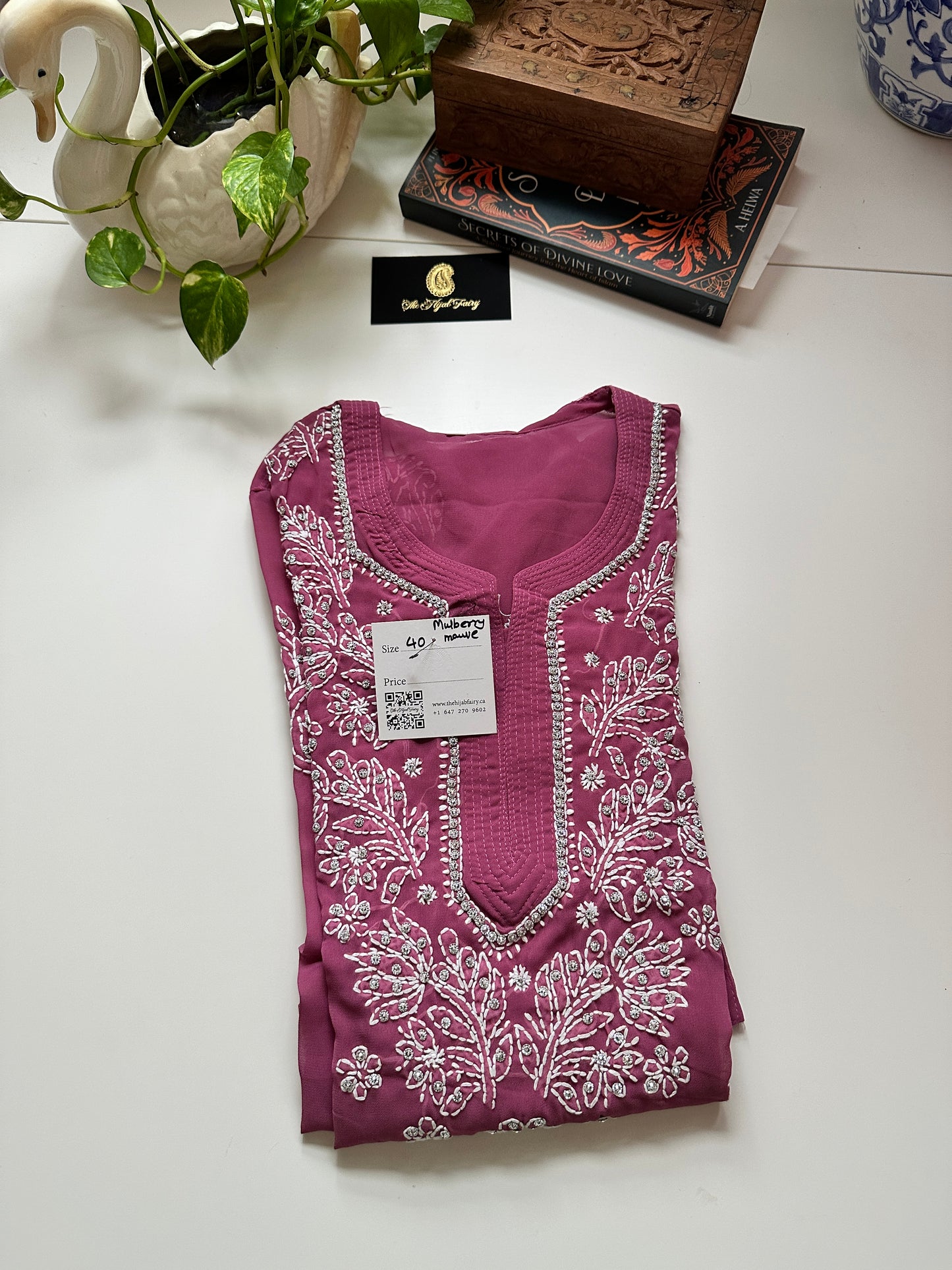Georgette Stone Kurta- Mulberry