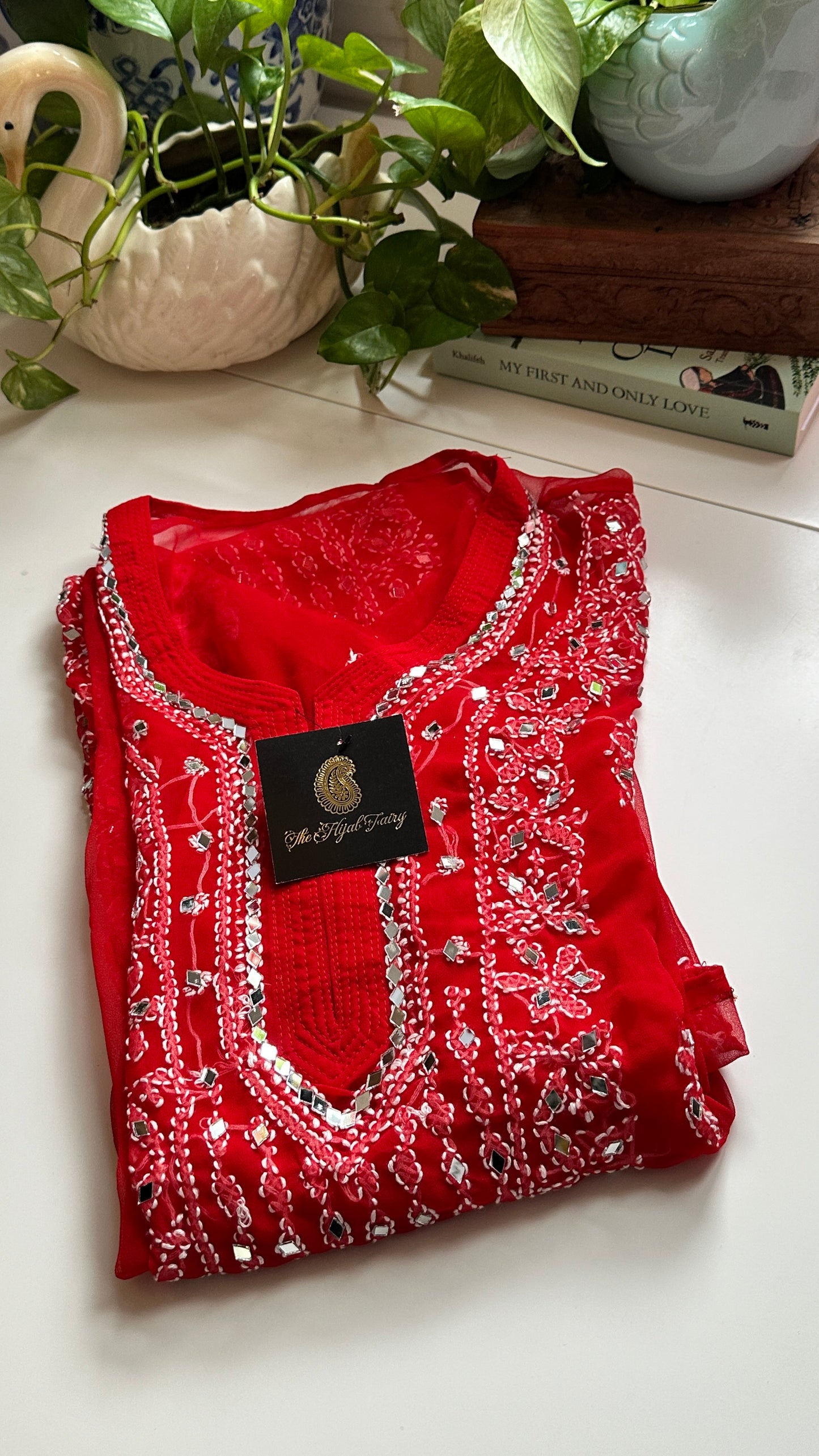 Red - Georgette Mirror Kurta