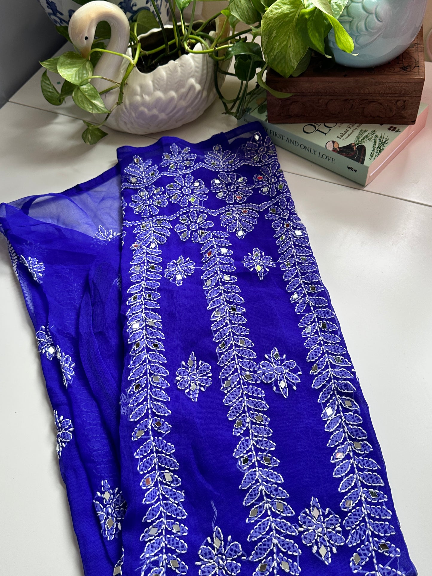 Navy Blue - Georgette Mirror Kurta